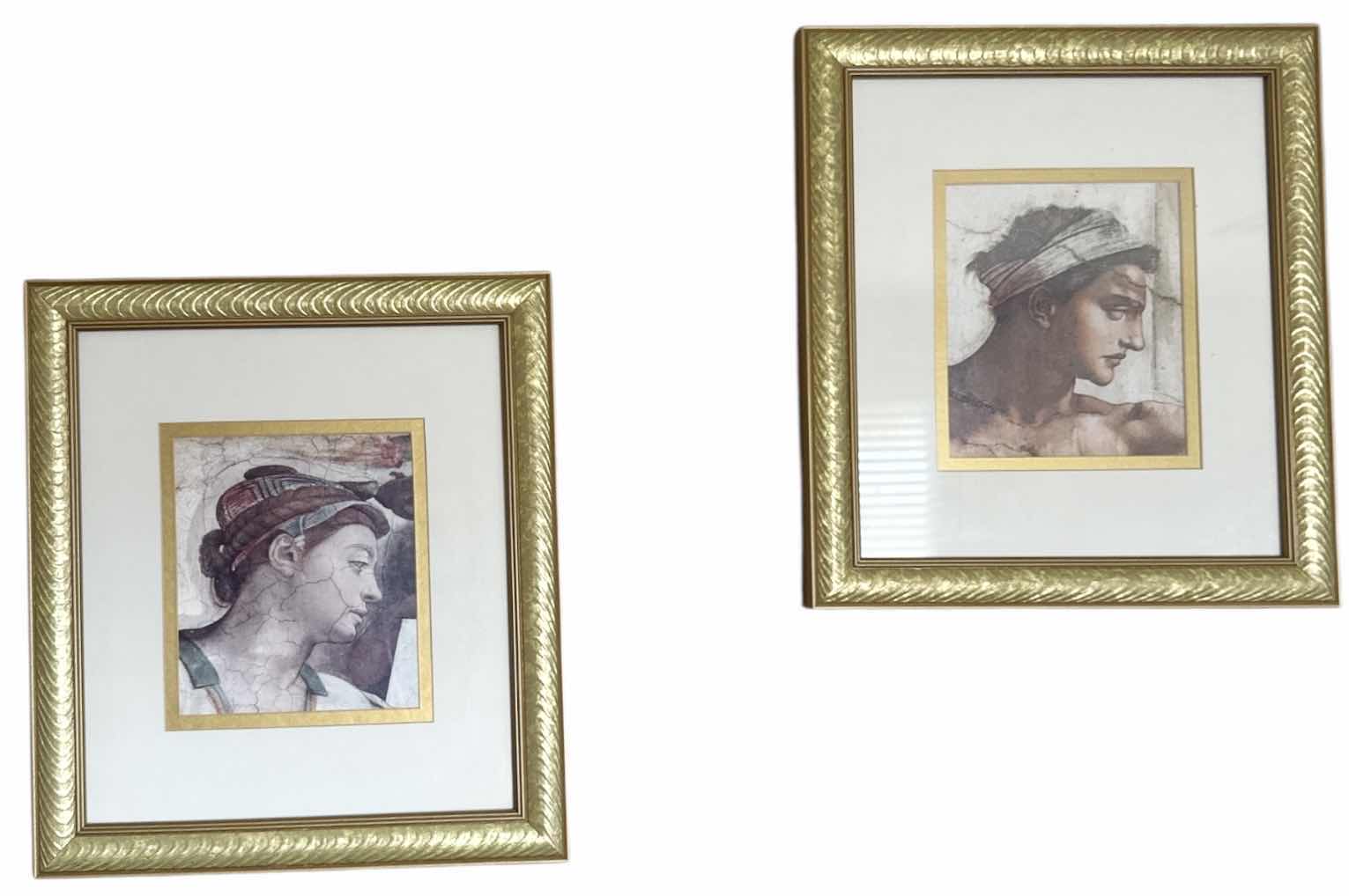 Photo 1 of 2- VINTAGE RESIN FRAMED ART PRINT ERYTHRAEAN SIBYL AND THE EXHIBITION BY MICHELANGELO 
W14.5” X L16.5”