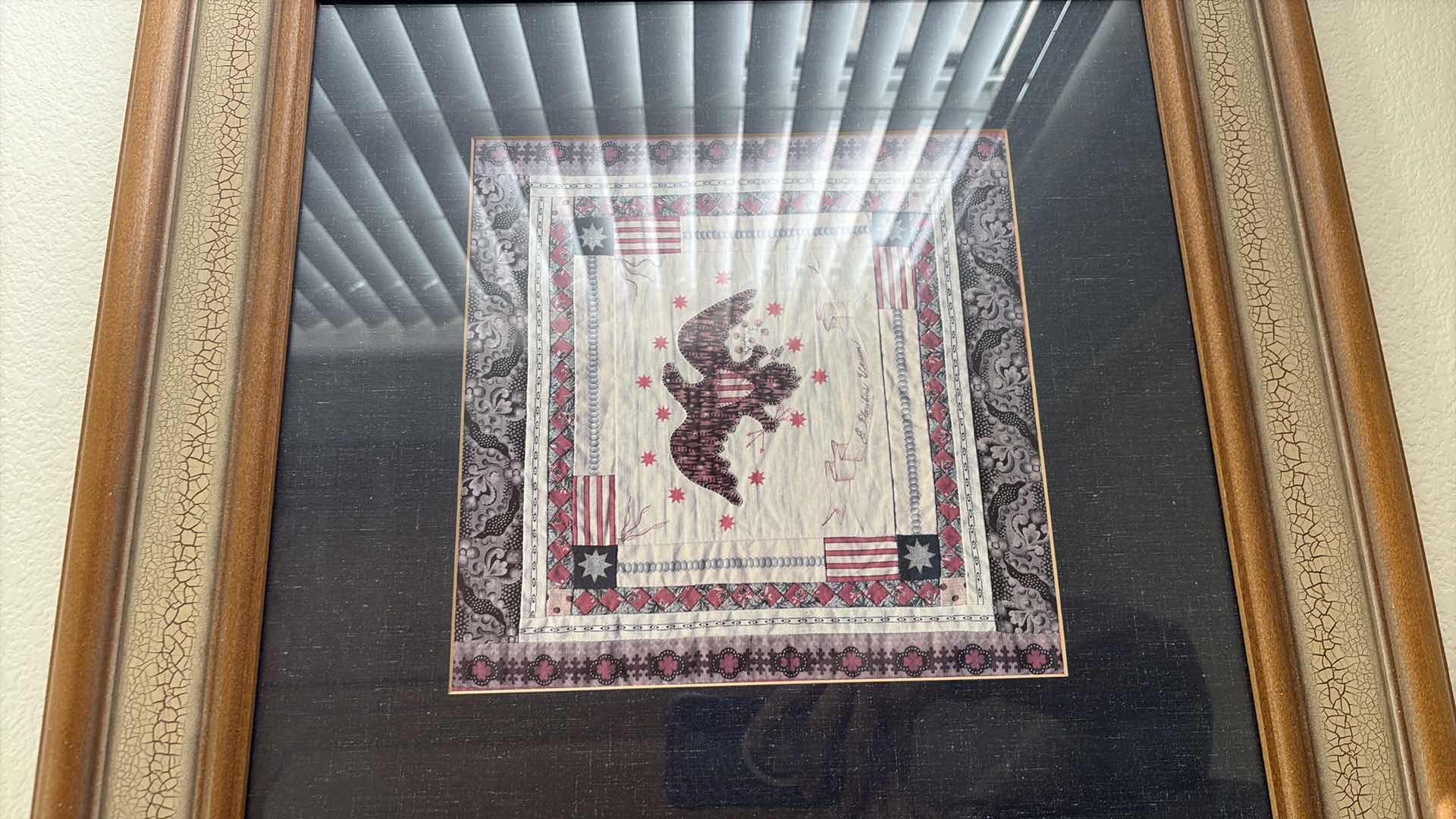 Photo 1 of FRAMED QUILTED AMERICAN FLAG ARTWORK 19”X23”