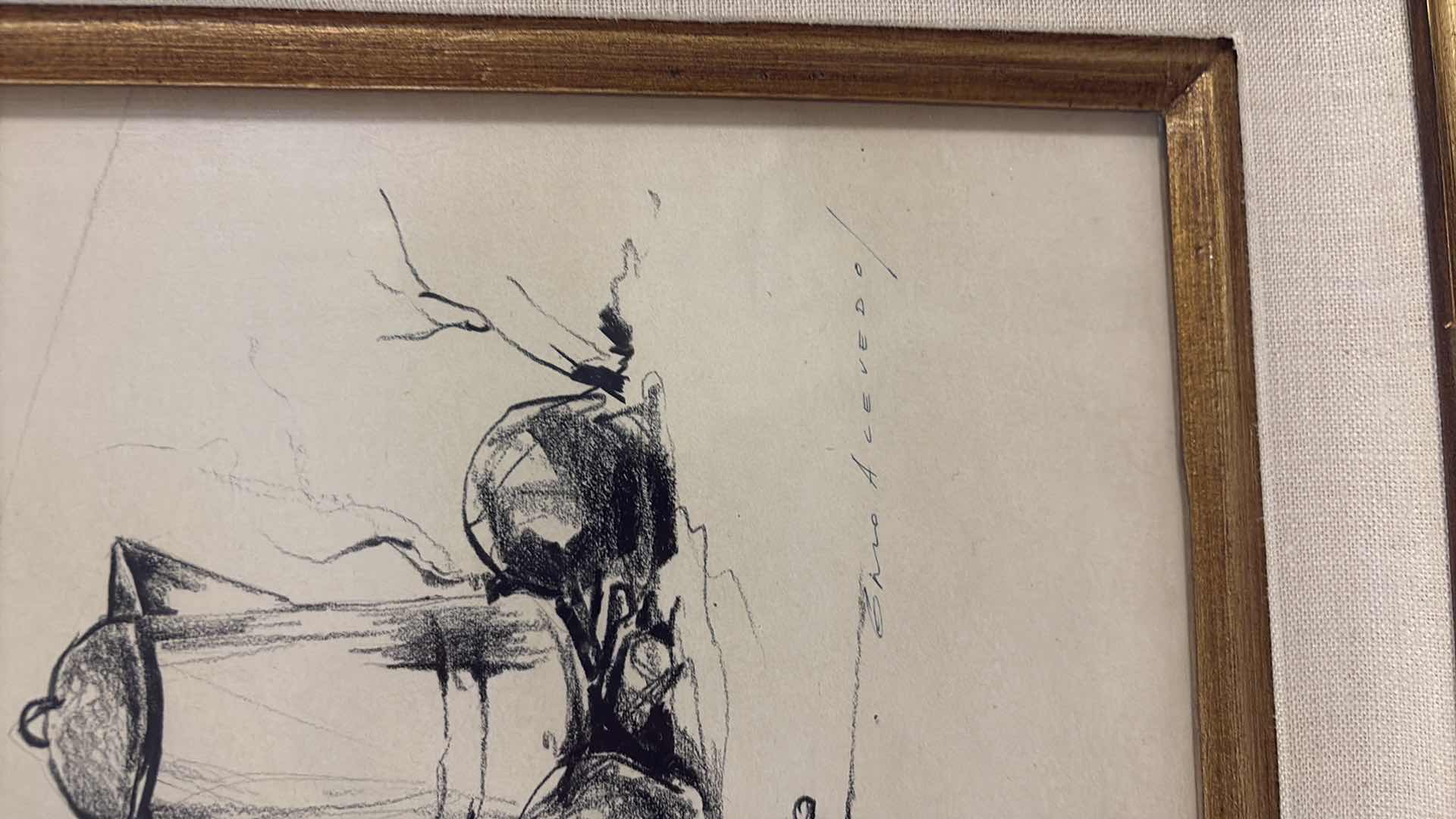 Photo 1 of FRAMED CHARCOAL NATIVE AMERICAN  SIGNED GINO ACEVEDO ARTWORK 29”X24”H