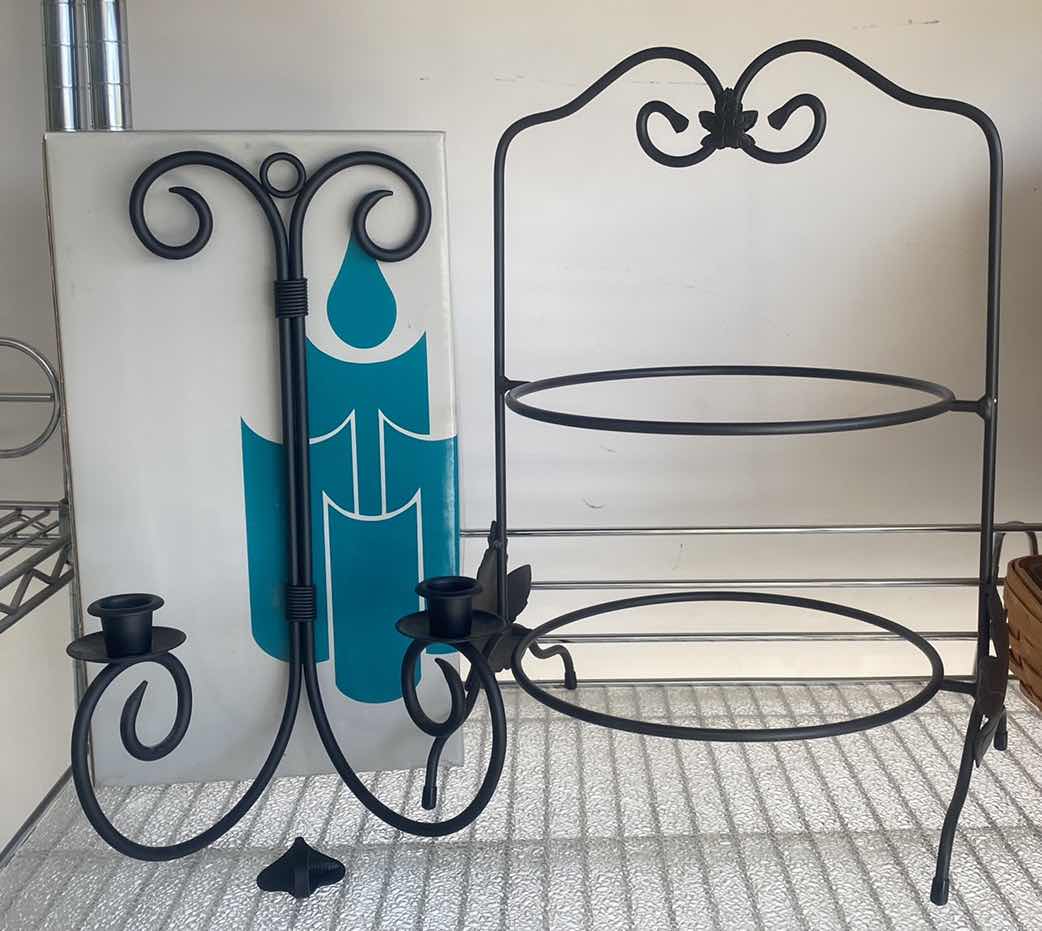 Photo 1 of 2 WALL SCONCES FOR CANDLES H13” & 2 TIER PIE SERVER