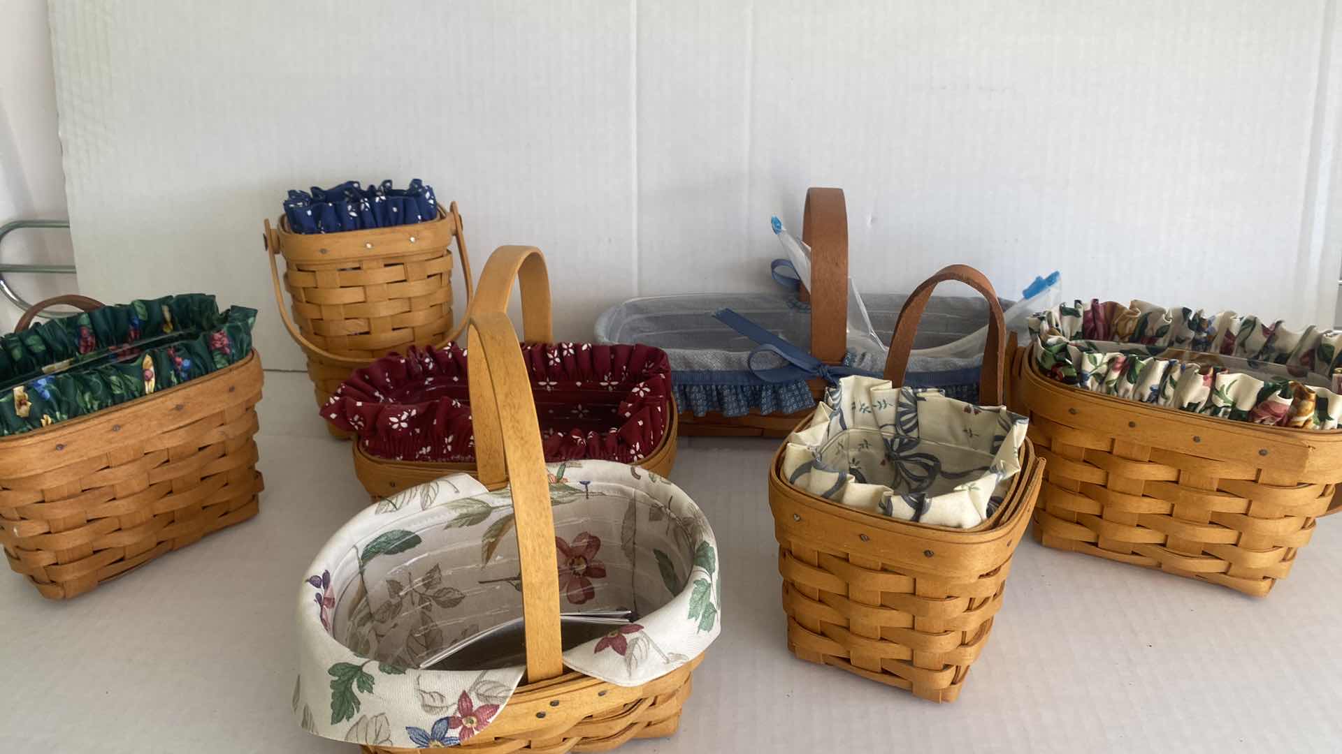 Photo 2 of 7 LONGABERGER  BASKETS SOME WITH REMOVABLE FABRIC INSERTS LARGEST 10” x 3” excluding handle