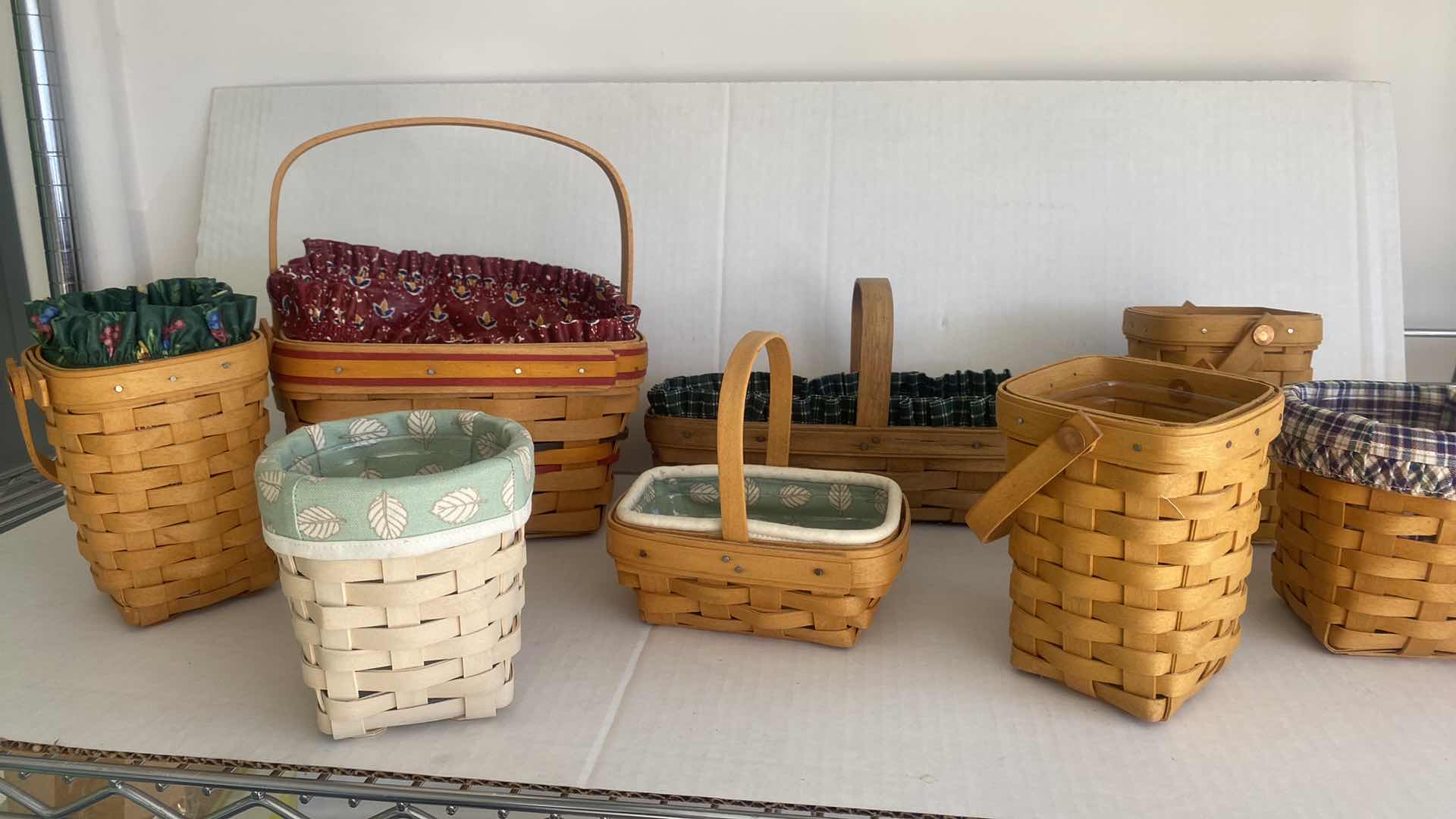 Photo 1 of 8 LONGABERGER  BASKETS SOME WITH REMOVABLE FABRIC INSERTS LARGEST 10” x 3” excluding handle