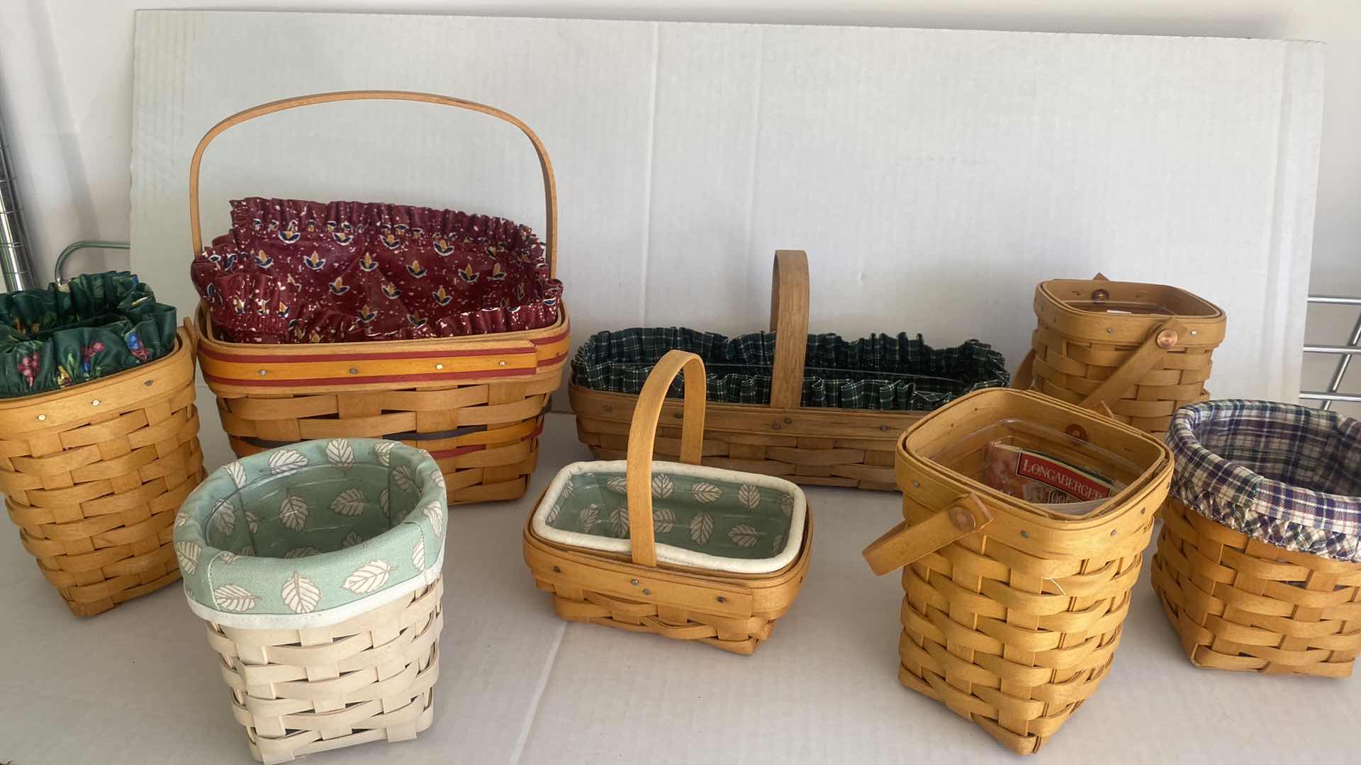 Photo 1 of 8 LONGABERGER  BASKETS SOME WITH REMOVABLE FABRIC INSERTS LARGEST 10” x 3” excluding handle
