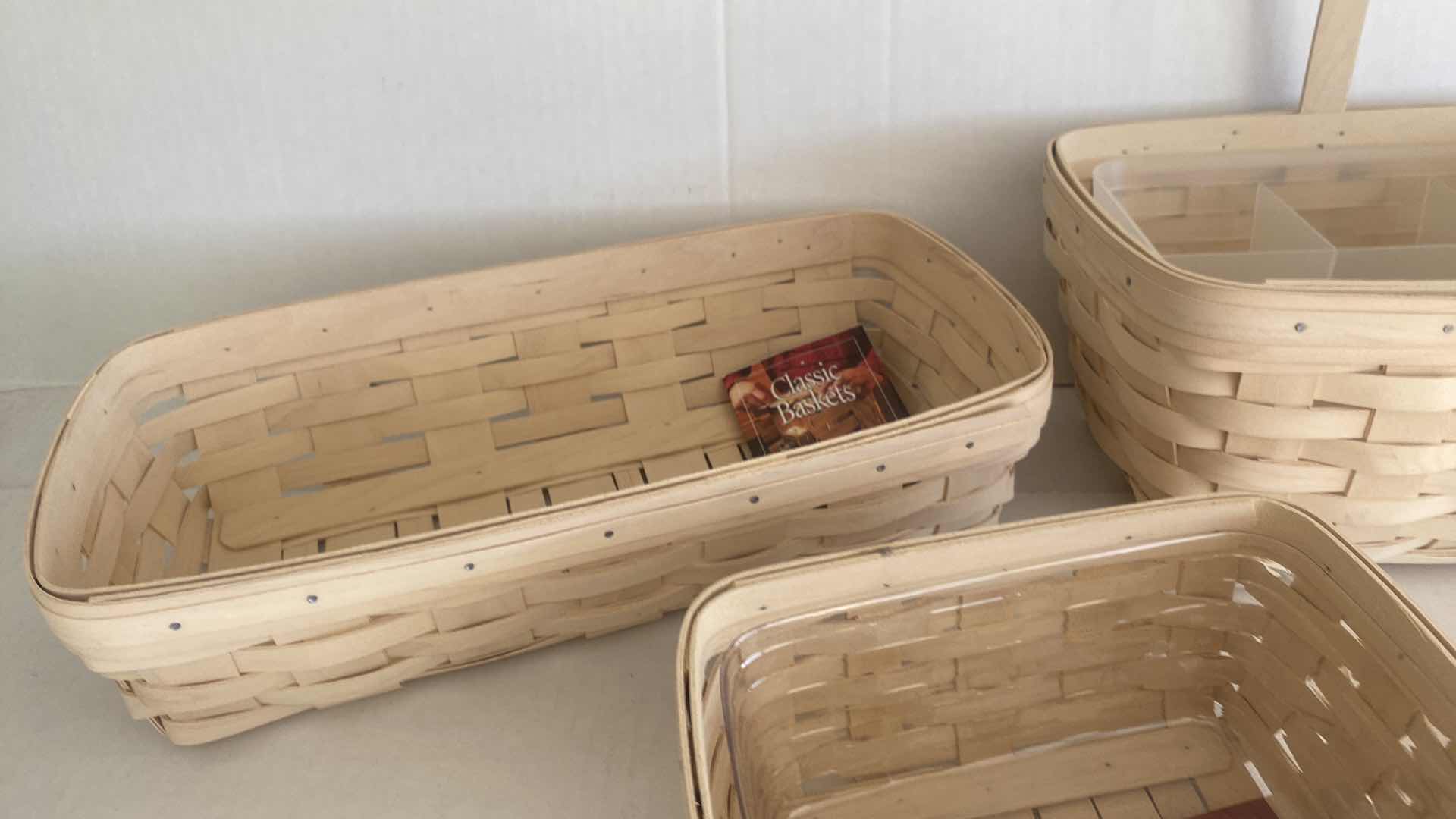 Photo 3 of 3 LONGABERGER  BASKETS WITH 2 LIDS LARGEST 14“ x 4“ H4”