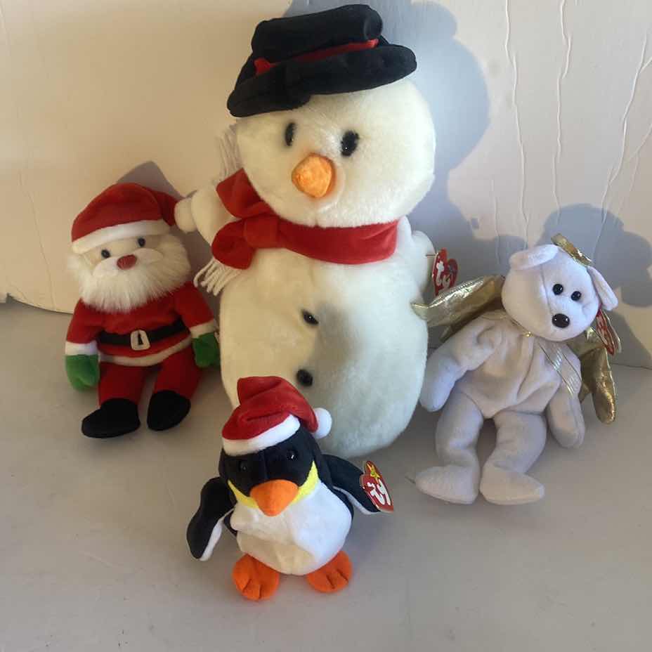View 1 of 1 BEANIE BUDDY & 3 BEANIE BABIES HOLIDAY COLLECTABLES
