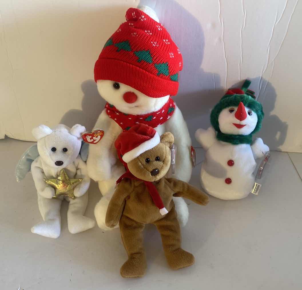 Photo 1 of 1 BEANIE BUDDY & 3 BEANIE BABIES HOLIDAY COLLECTABLES
