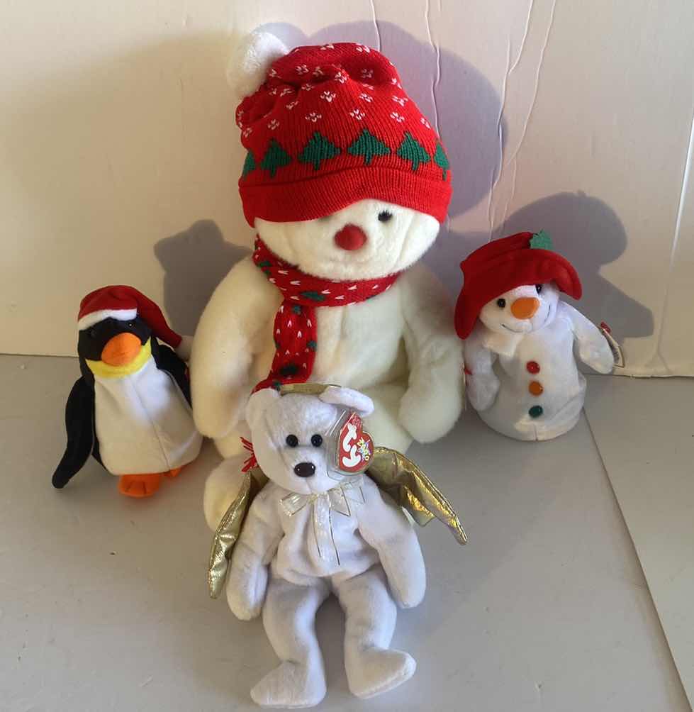 Photo 1 of 1 BEANIE BUDDY & 3 BEANIE BABIES HOLIDAY COLLECTABLES