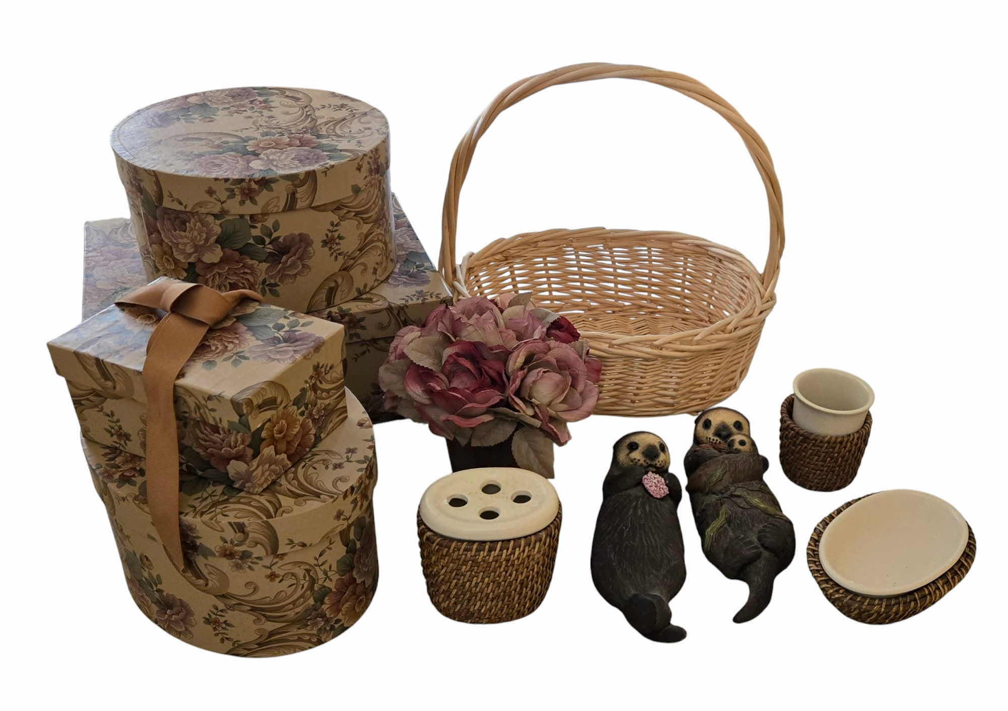 Photo 1 of BATHROOM DECOR - SEA OTTERS 7” BASKET & BOXES