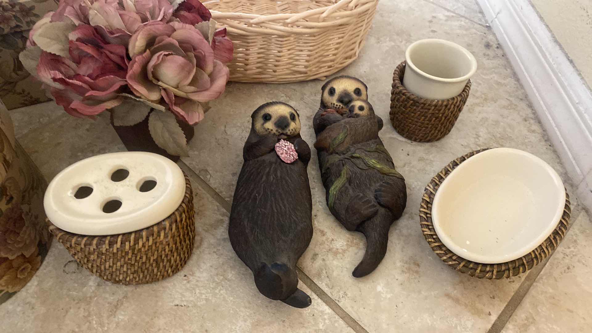 Photo 1 of BATHROOM DECOR - SEA OTTERS 7” BASKET & BOXES