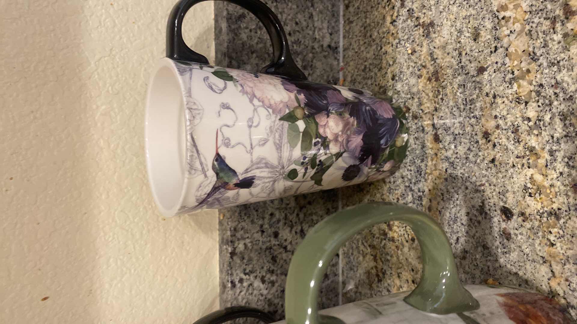 Photo 1 of 7 FLORAL TRAVEL CERAMIC CUPS - ONLY 2 HAVE LIDS