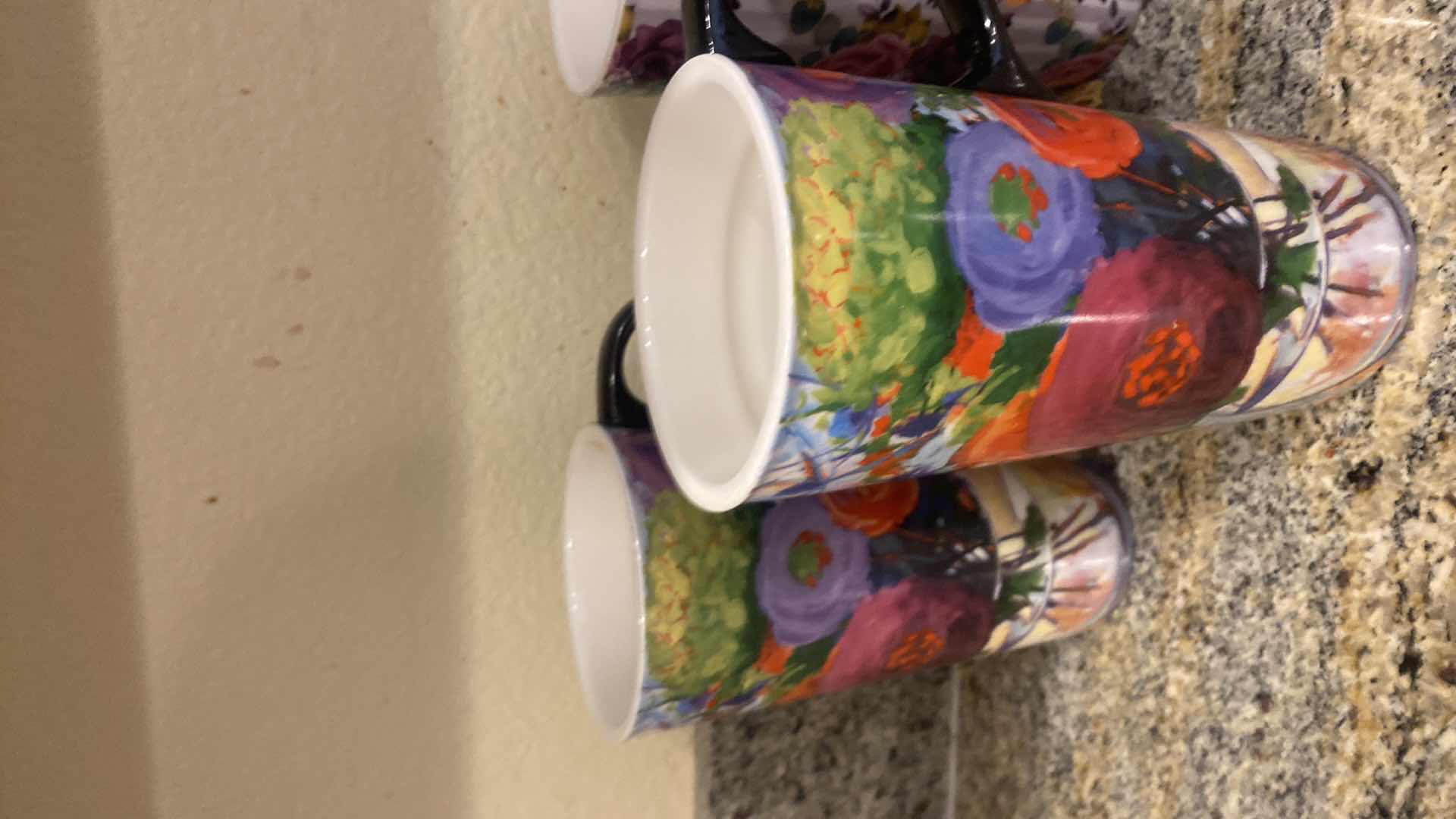 Photo 1 of 7 FLORAL TRAVEL CERAMIC CUPS - ONLY 2 HAVE LIDS
