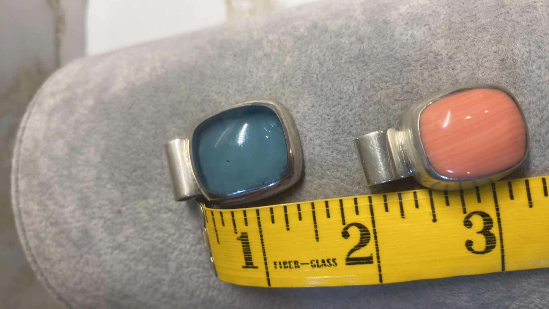 Photo 1 of  2 -  STONE PENDANTS SET IN 925 STERLING SILVER FROM MEXICO - FINE JEWELRY-