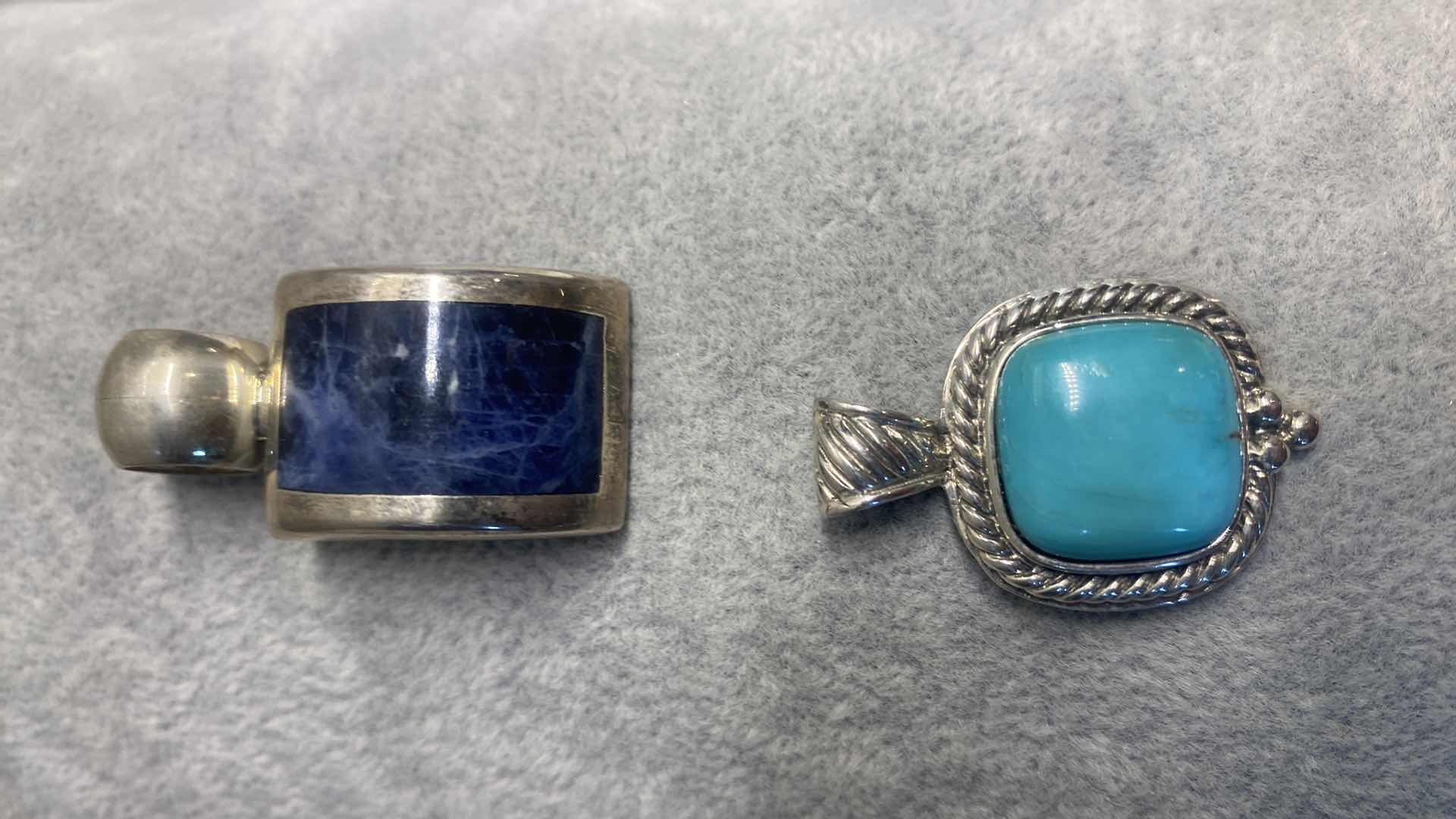 Photo 1 of 2 - STONE PENDANTS SET IN 925 STERLING SILVER FROM MEXICO - FINE JEWELRY