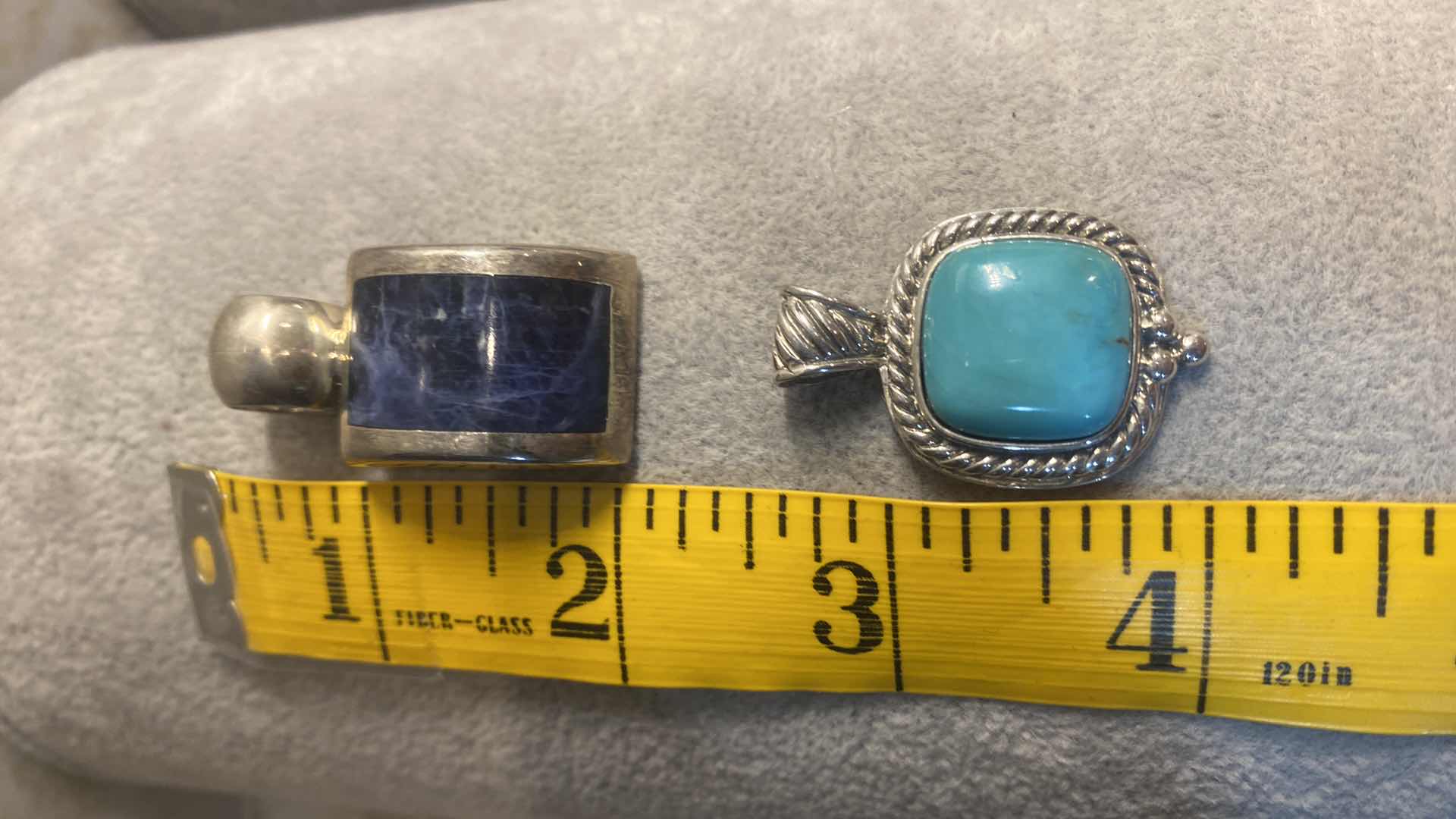 Photo 1 of 2 - STONE PENDANTS SET IN 925 STERLING SILVER FROM MEXICO - FINE JEWELRY