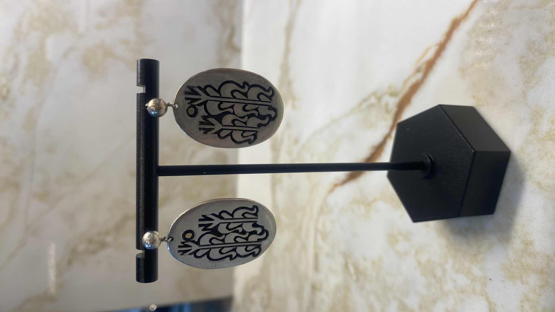 Photo 1 of  3 - EARRINGS METAL UNMARKED - COSTUME JEWELRY