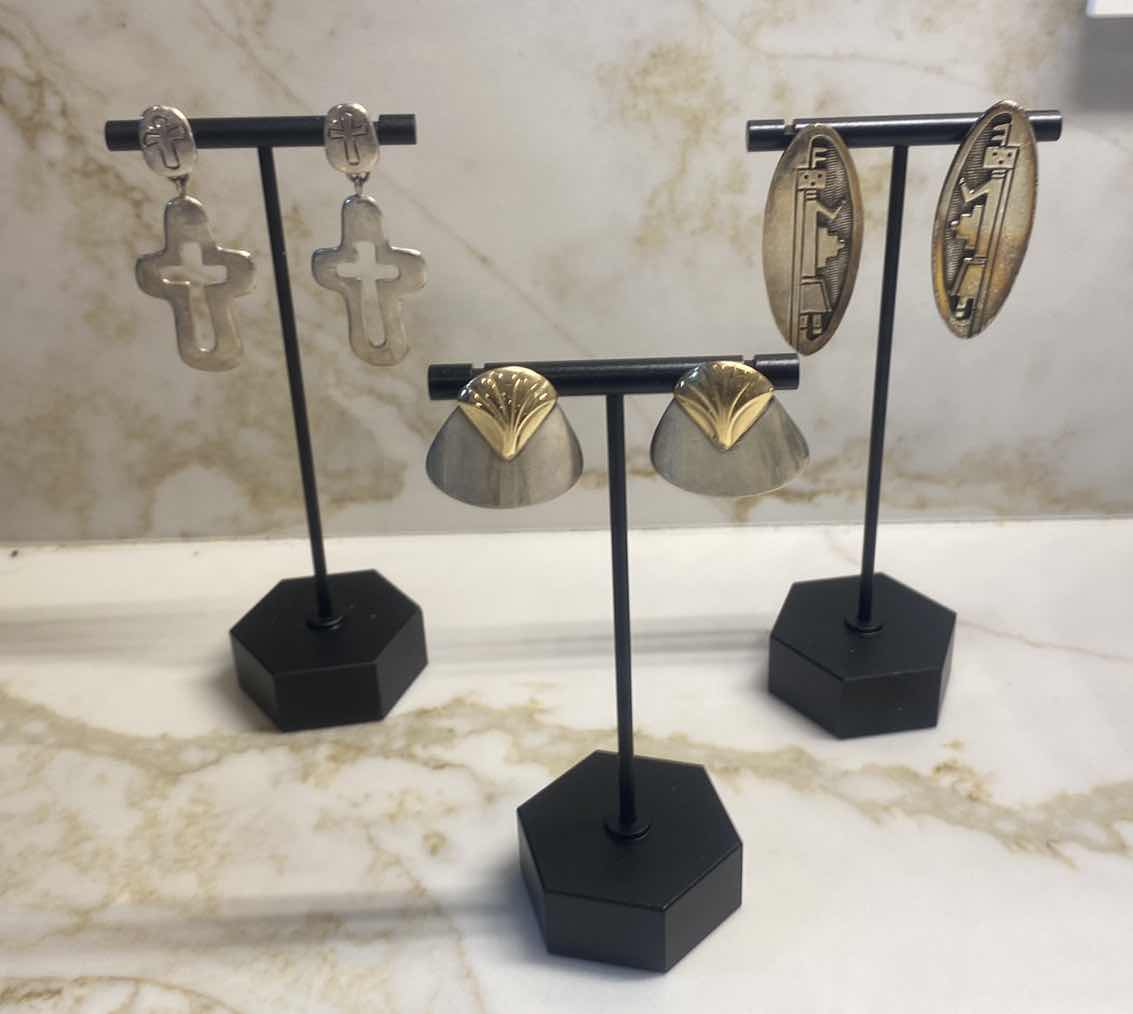 Photo 1 of 3 - EARRINGS POSSIBLY UNMARKED SILVER - COSTUME JEWELRY