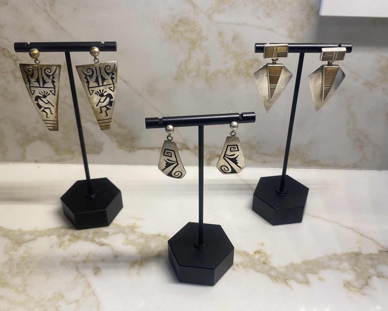 Photo 5 of 3 - EARRINGS POSSIBLY UNMARKED SILVER - COSTUME JEWELRY