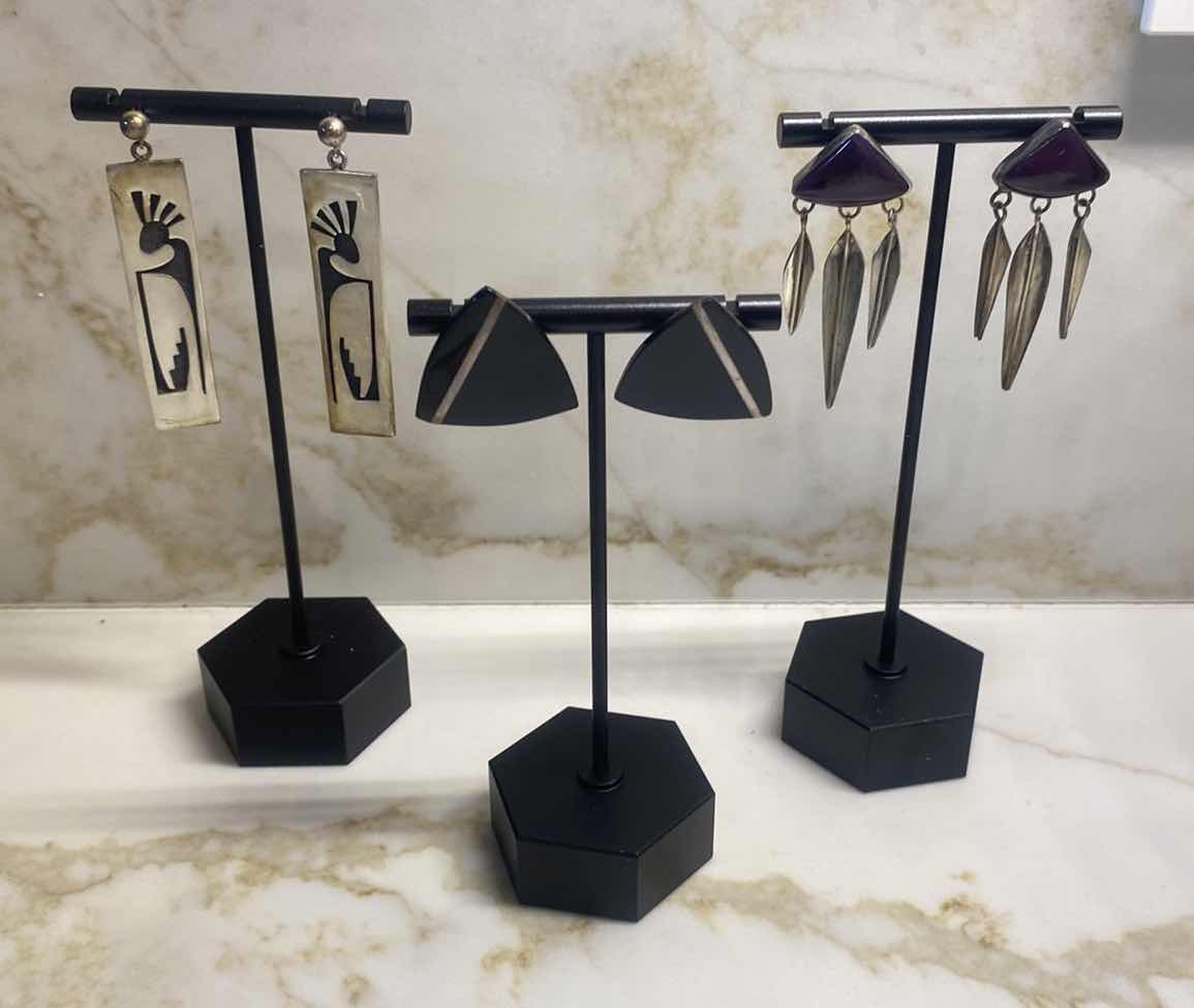 Photo 1 of 3 - EARRINGS POSSIBLY UNMARKED SILVER - COSTUME JEWELRY