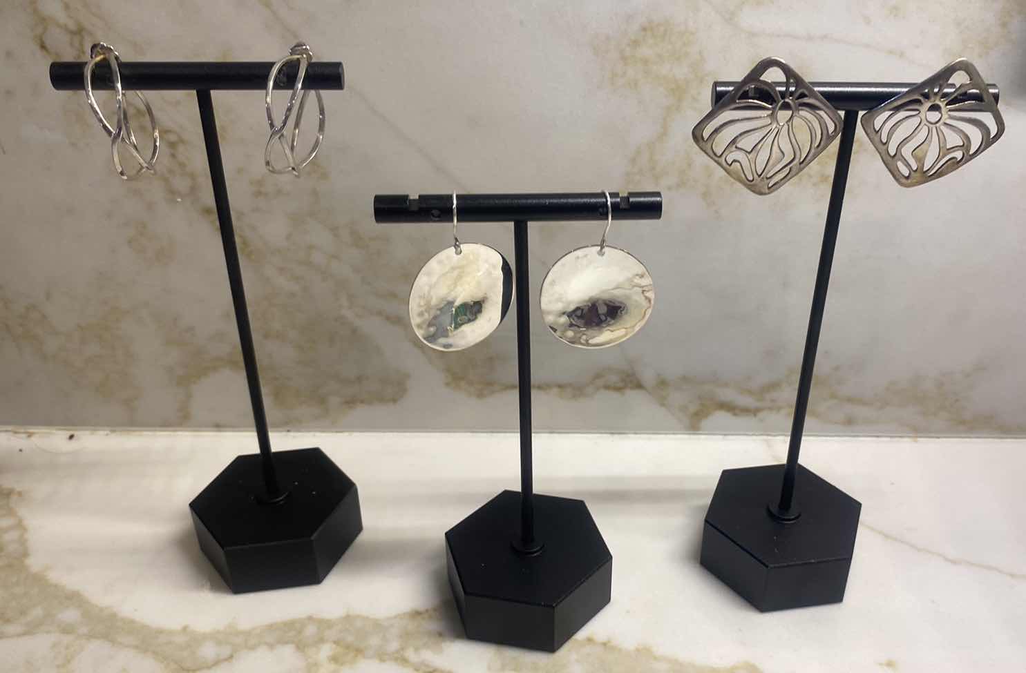 Photo 1 of 3 -  EARRINGS POSSIBLY UNMARKED SILVER - COSTUME JEWELRY