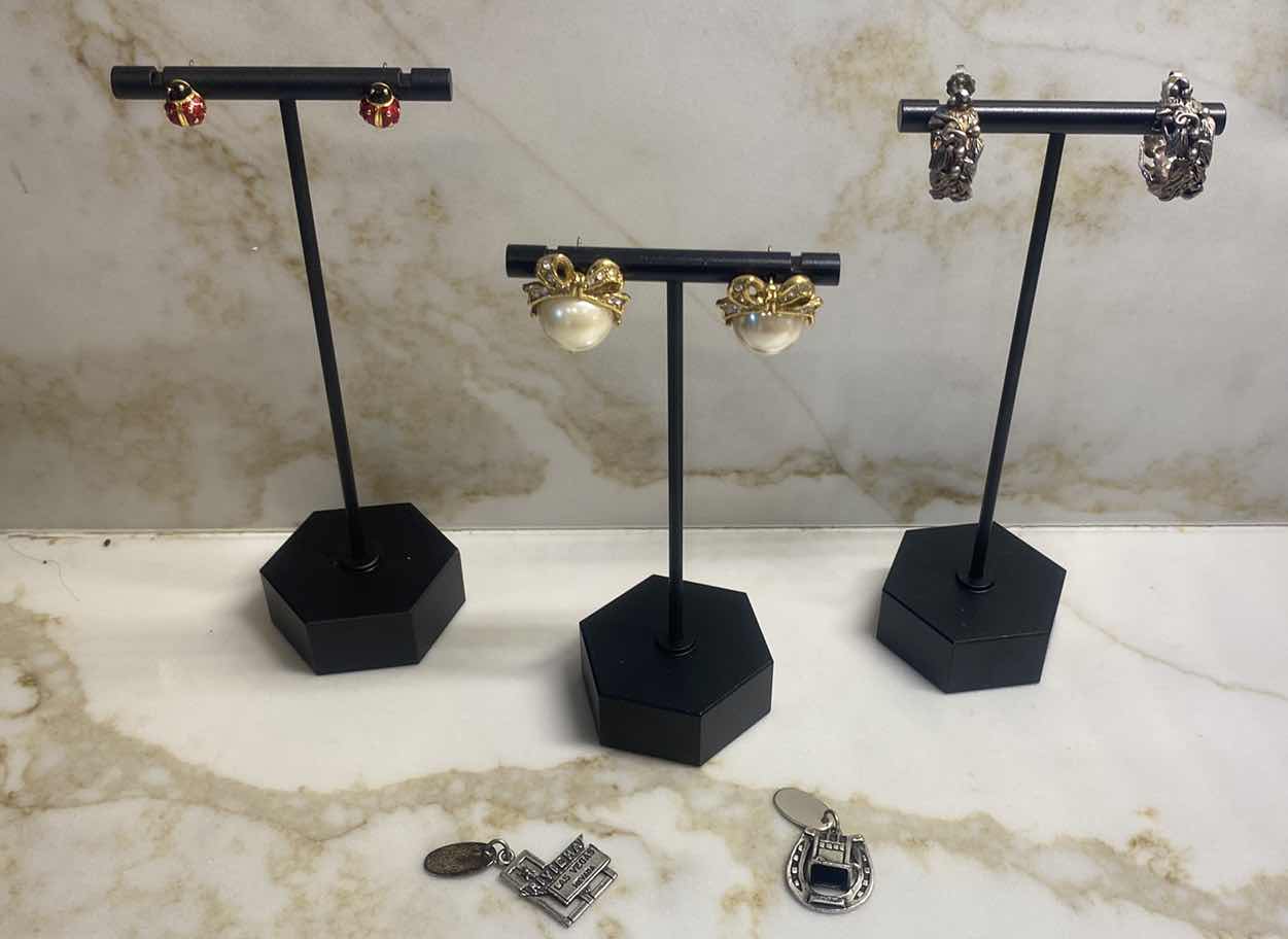 Photo 1 of 5 -  3 EARRINGS & 2 CHARMS - COSTUME JEWELRY