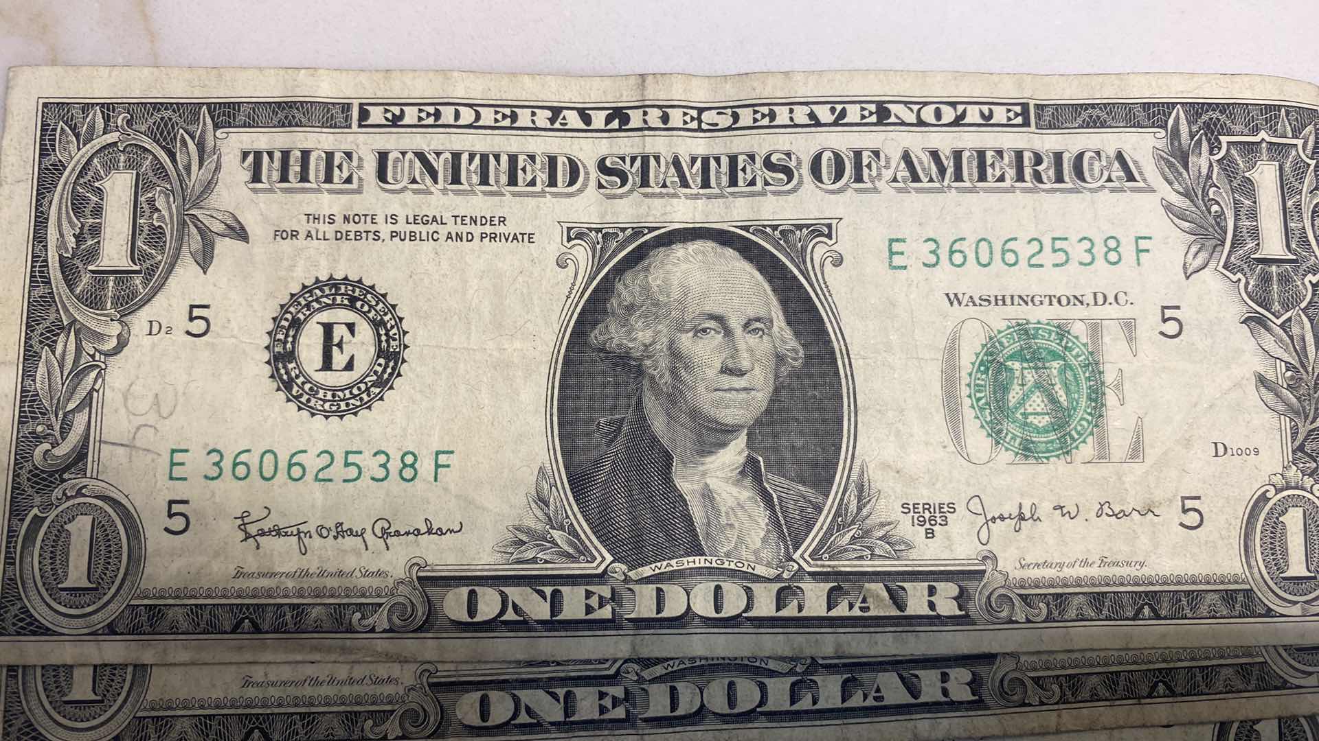 Photo 1 of 21 - 1963  $1 FEDERAL RESERVE NOTES - 11 SERIES B, 8 SERIES E, 1 SERIES L & 1 SERIES J