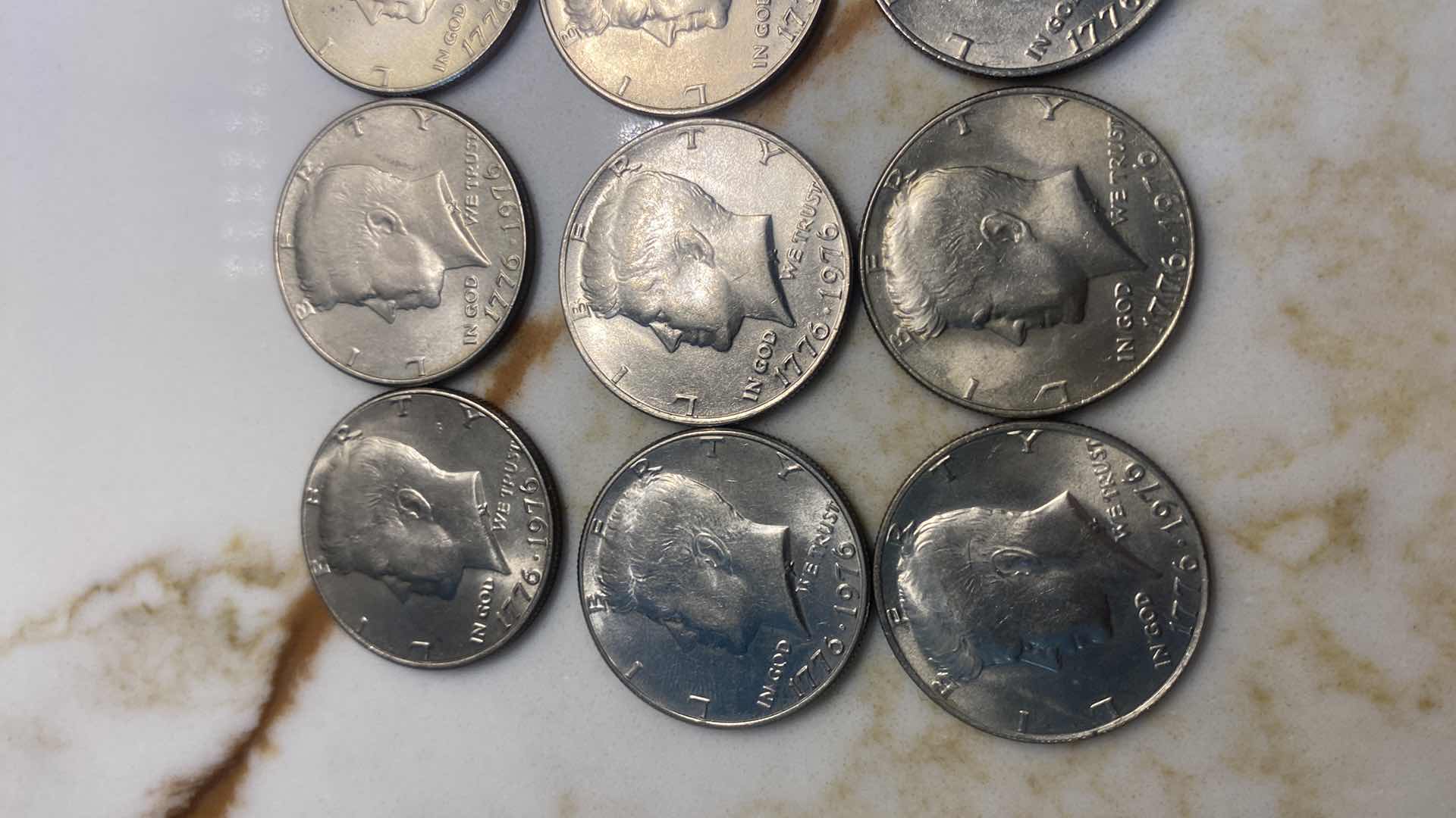 Photo 1 of 12 - 1976 BICENTENNIAL KENNEDY HALF DOLLARS - 75% COPPER 25% NICKEL