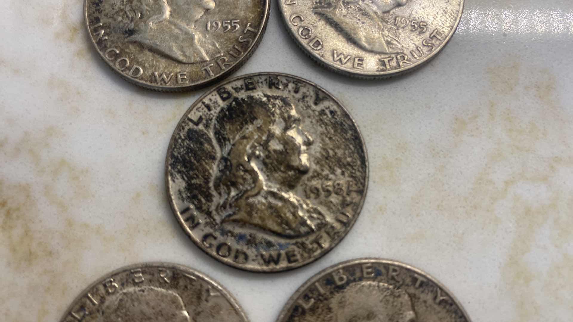Photo 1 of 5 - FRANKLIN HALF DOLLARS 90% SILVER, 10% COPPER