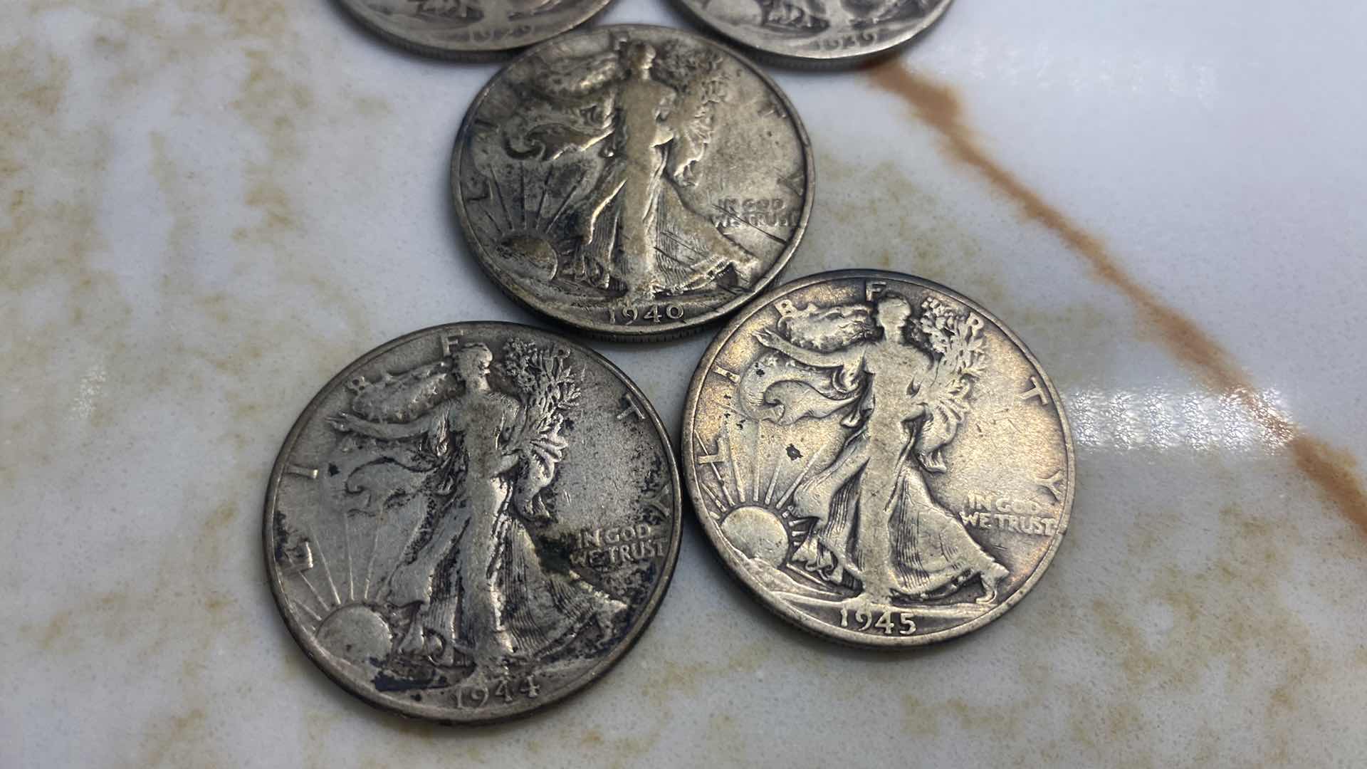 Photo 1 of 5 - WALKING LIBERTY HALF DOLLARS 90% SILVER, 10% COPPER