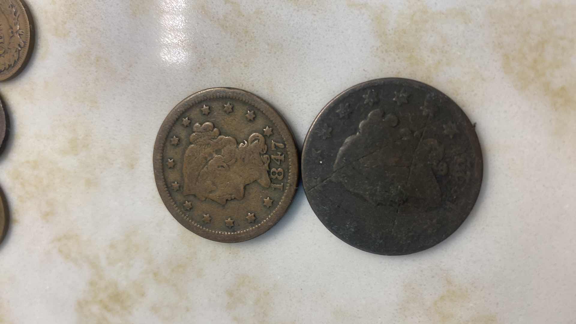 Photo 1 of 6 - LARGE CENT COPPER COINS FROM 1822 - 1850