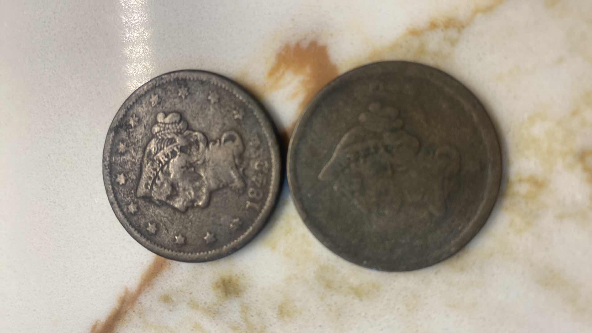 Photo 1 of 6 - LARGE CENT COPPER COINS FROM 1822 - 1850