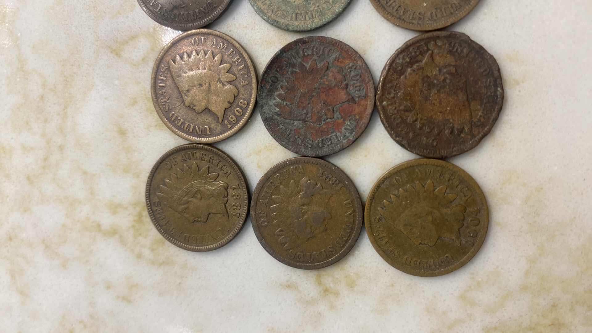 Photo 2 of 12 - INDIAN HEAD COPPER PENNIES MID 1800’s to EARLY 1900’s