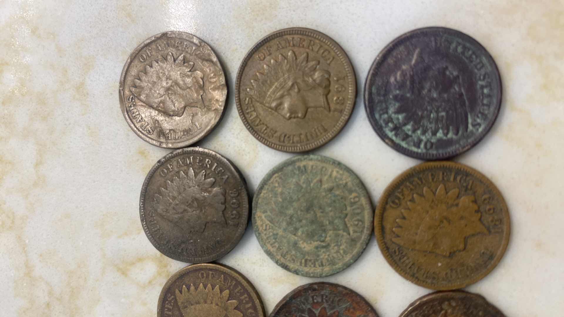 Photo 3 of 12 - INDIAN HEAD COPPER PENNIES MID 1800’s to EARLY 1900’s
