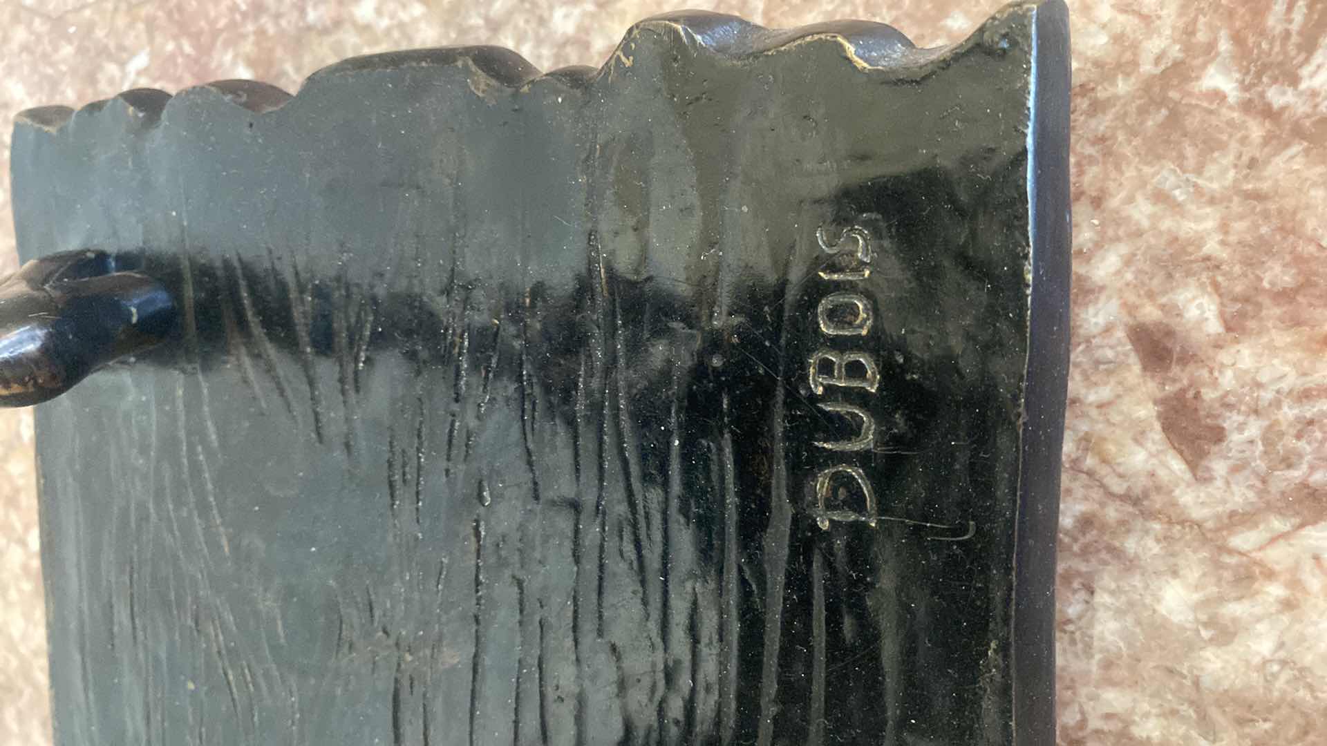 Photo 5 of ANTIQUE BRONZE STATUE “WOMAN WITH MASK” BY PAUL DUBOIS (1829-1905) FRENCH SCULPTOR &amp; PAINTER 11” x 31”