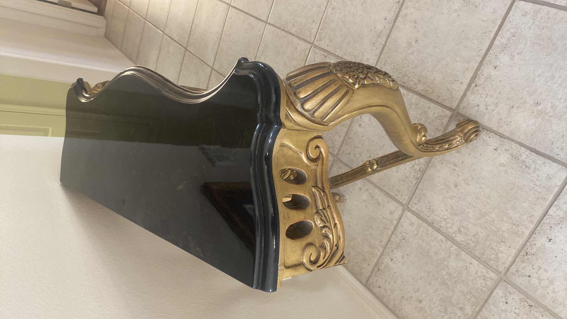 Photo 1 of PULASKI WOOD CARVED LEG CONSOLE TABLE WITH MARBLE TOP 38“ x 13“ H 29”