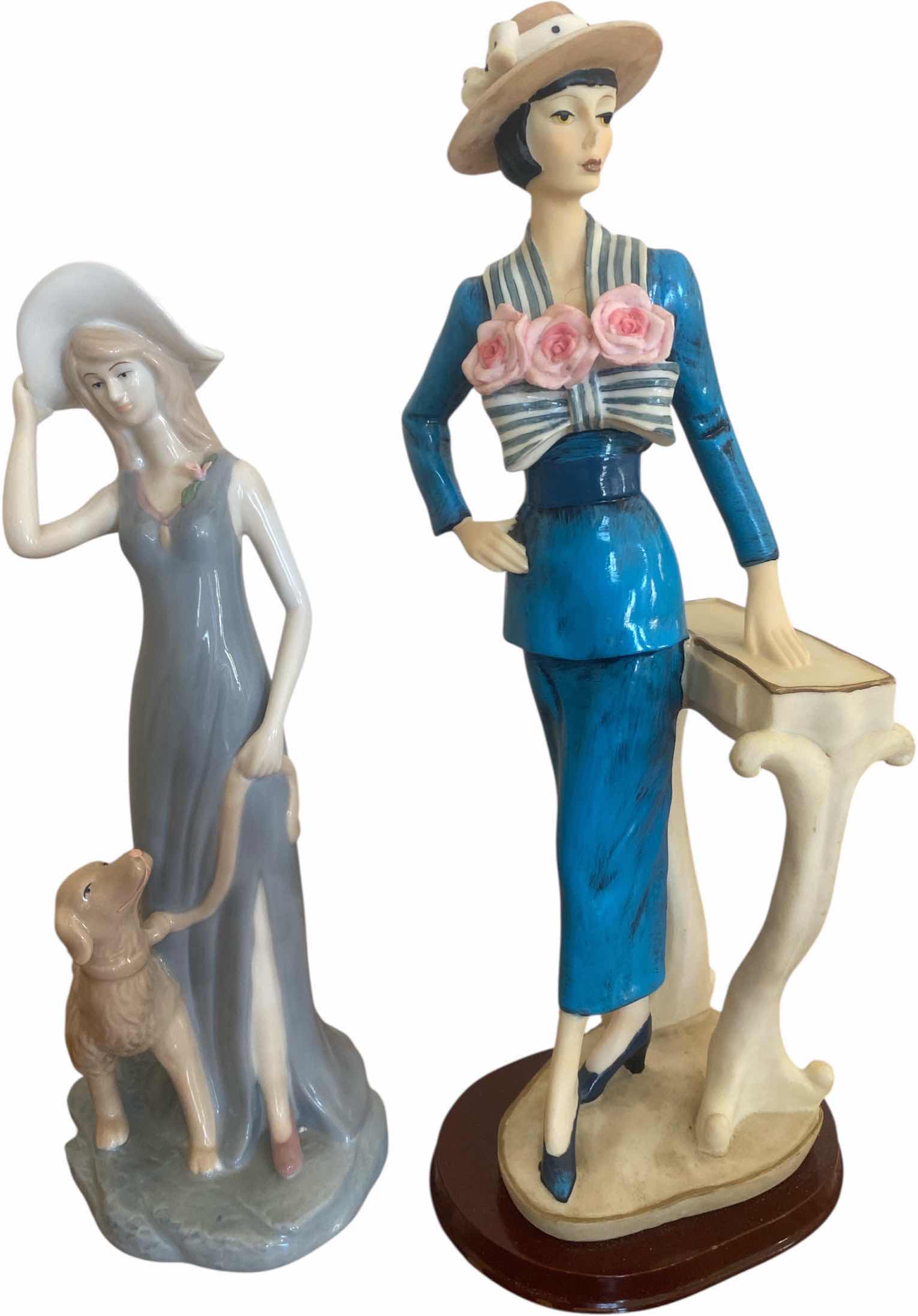 Photo 1 of CERAMIC FIGURINES WITH DOG & RESIN FIGURINE H14”