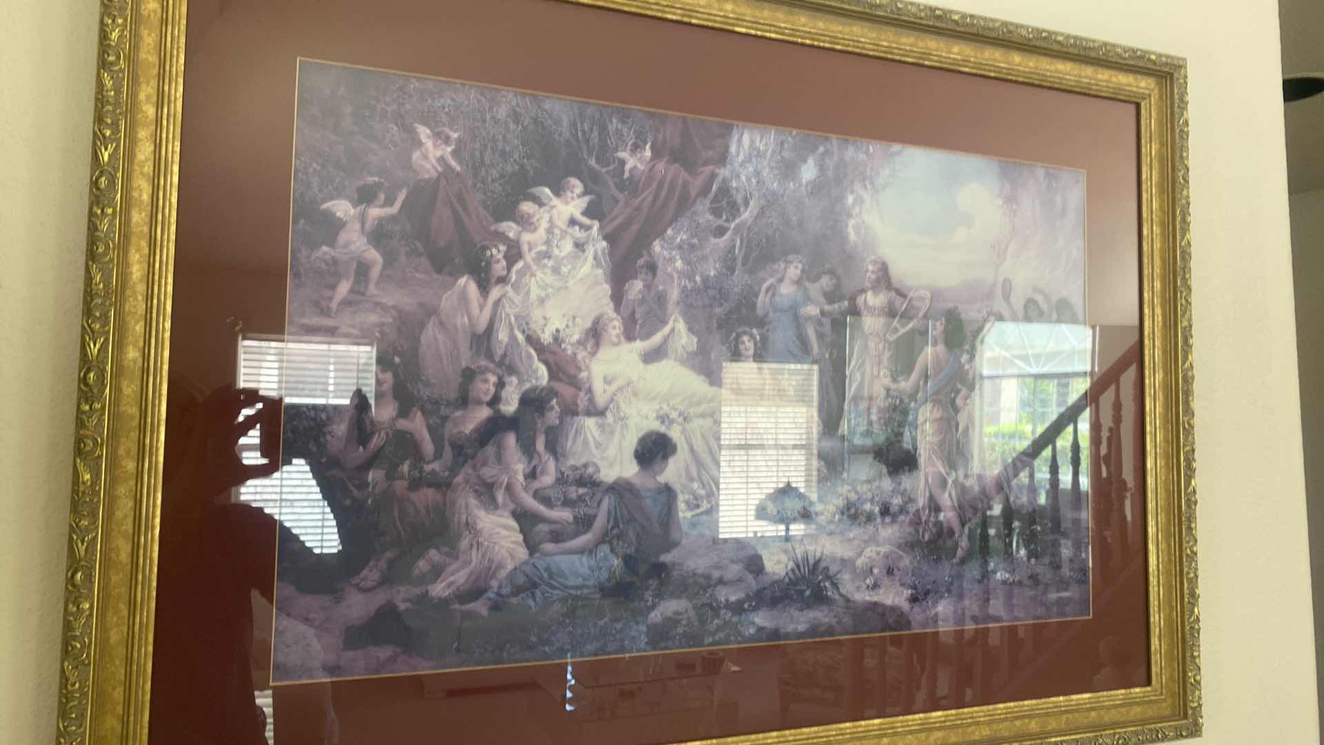 Photo 1 of ORNATE GOLD RESIN FRAMED “NYMPHS AND SATYR”  PRINT SIGNED ARTWORK 39 1/2” x 27 1/2”