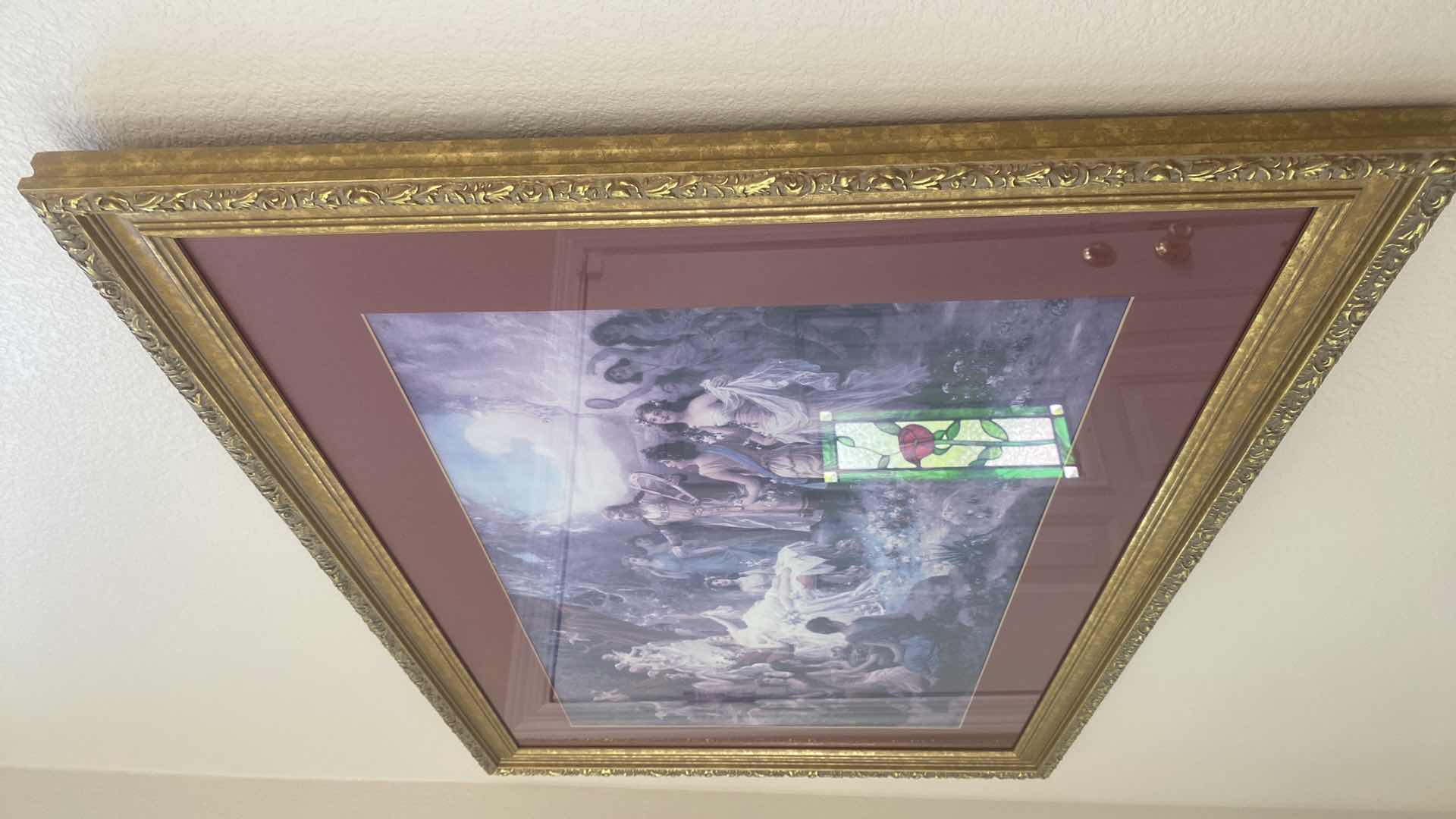 Photo 4 of ORNATE GOLD RESIN FRAMED “NYMPHS AND SATYR”  PRINT SIGNED ARTWORK 39 1/2” x 27 1/2”