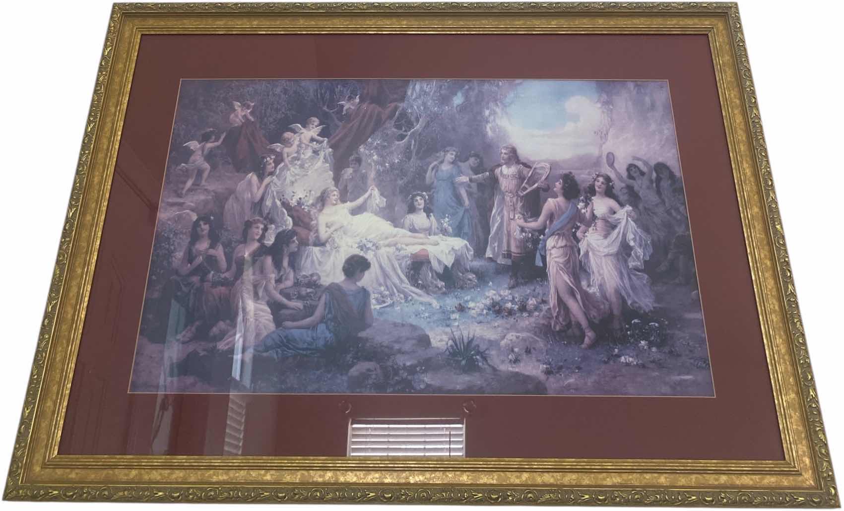 Photo 1 of ORNATE GOLD RESIN FRAMED “NYMPHS AND SATYR”  PRINT SIGNED ARTWORK 39 1/2” x 27 1/2”