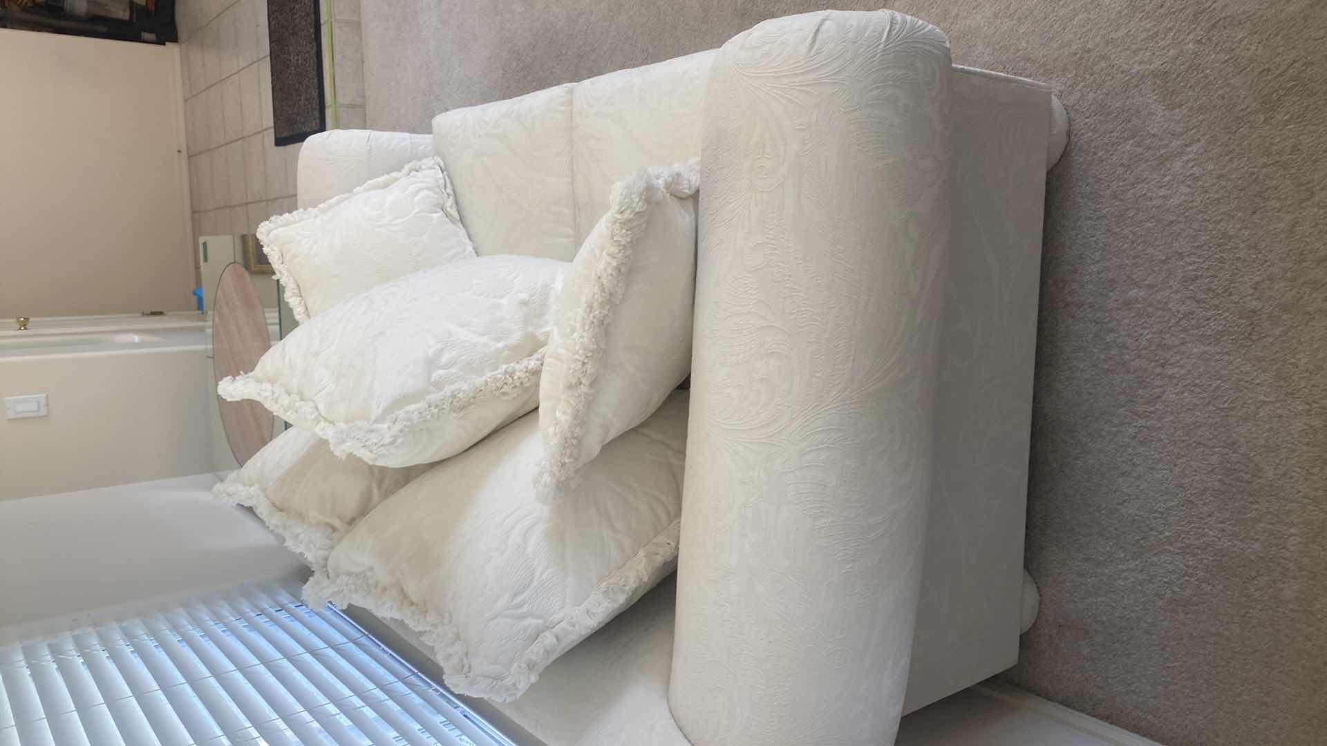 Photo 1 of ANDINAS SOFA DESIGNS FABRIC ROLLED ARM WHITE 70” LOVE SEAT