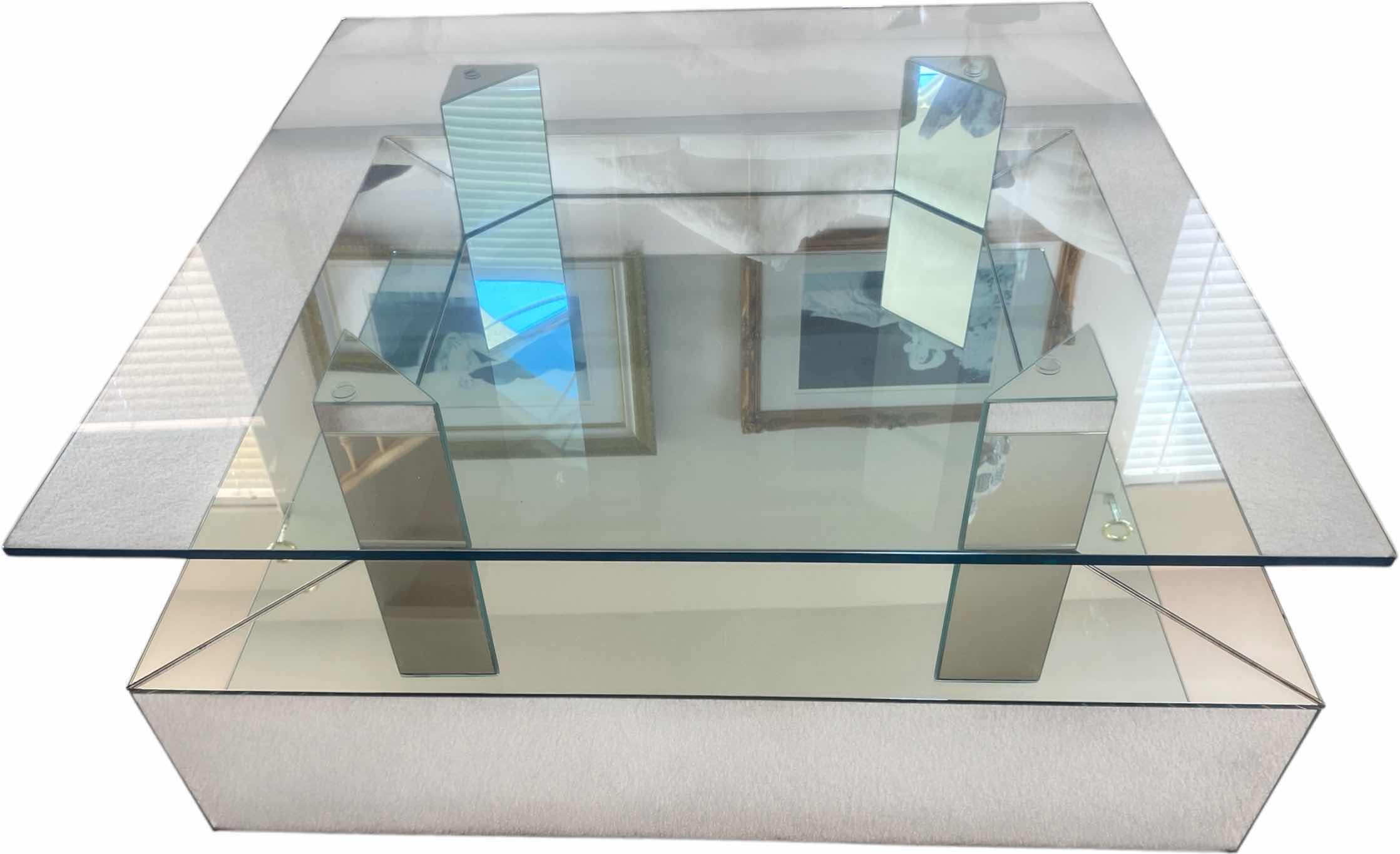 Photo 1 of MIRRORED WITH GLASS TOP COCKTAIL TABLE 36“ x 36“ H 15”