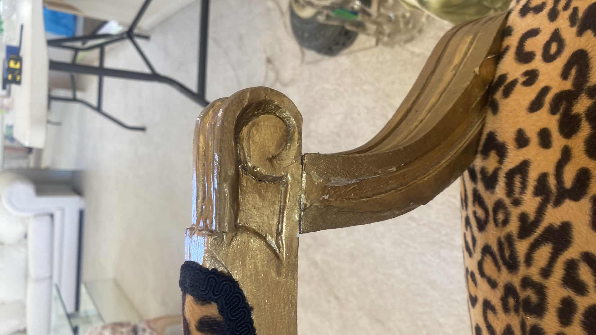 Photo 4 of LEOPARD PRINT OCCASIONAL CHAIR WITH GOLD WOOD ( 3 AVAILABLE SOLD SEPARATELY)