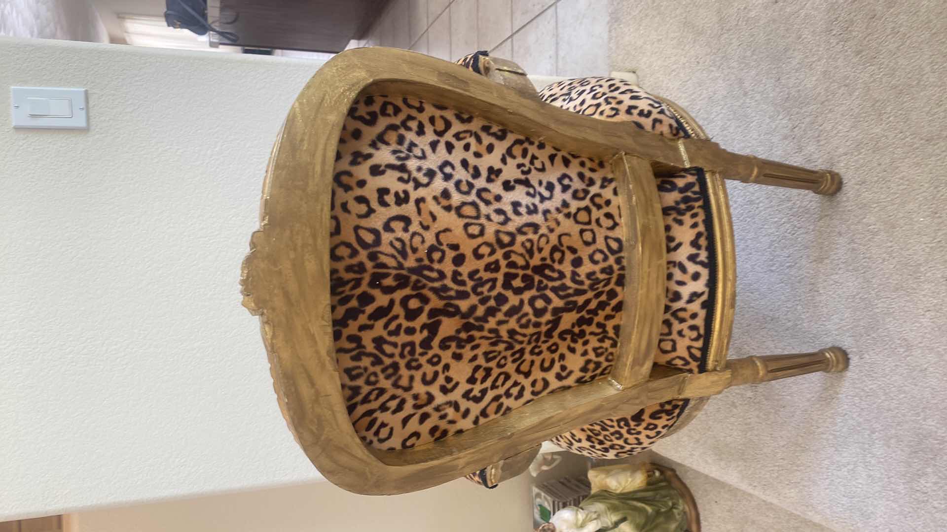 Photo 3 of LEOPARD PRINT OCCASIONAL CHAIR WITH GOLD WOOD ( 3 AVAILABLE SOLD SEPARATELY)