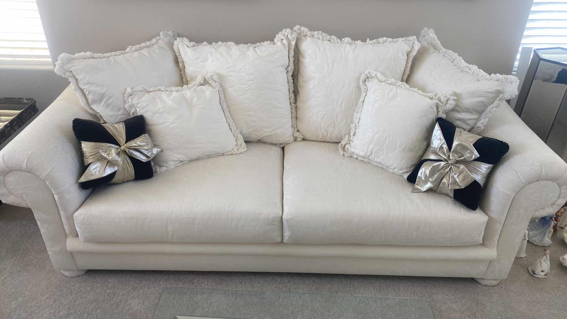 Photo 1 of 8’ ANDINAS SOFA DESIGNS FABRIC ROLLED ARM WHITE SOFA