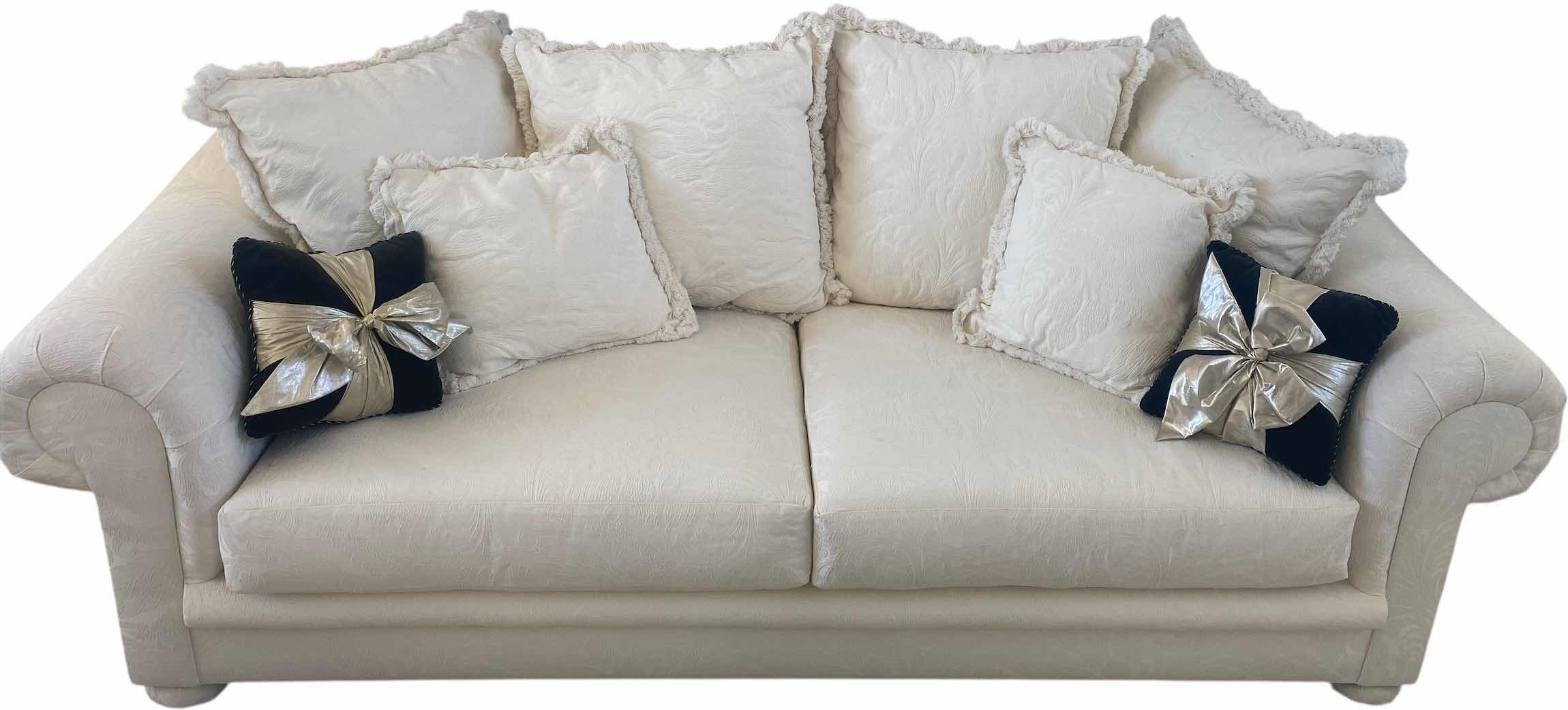 Photo 1 of 8’ ANDINAS SOFA DESIGNS FABRIC ROLLED ARM WHITE SOFA