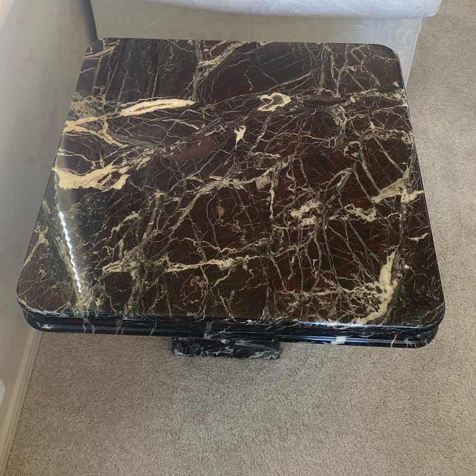 Photo 2 of MID CENTURY MODERN NERO MARQUINA MARBLE END TABLE 27 1/2”x 27 1/2” H22”