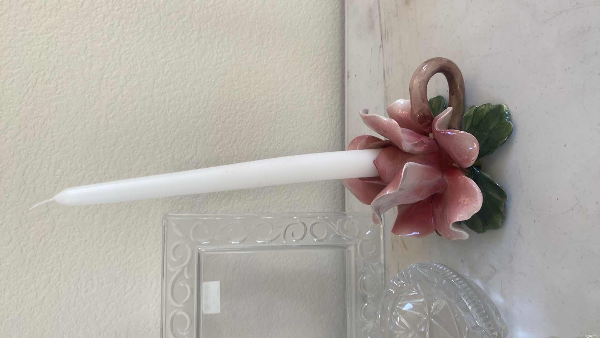 Photo 4 of 2 CAPODIMONTE CANDLE HOLDERS, 1 FRAME & 2 ASH TRAYS