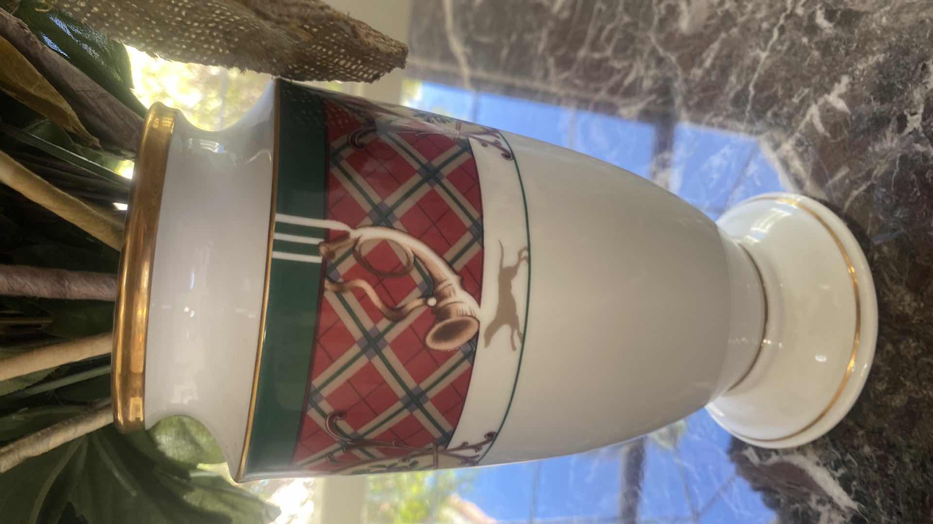 Photo 3 of NORITAKE “ROYAL HUNT” CASE WITH FAUX FLORALS VASE H9”