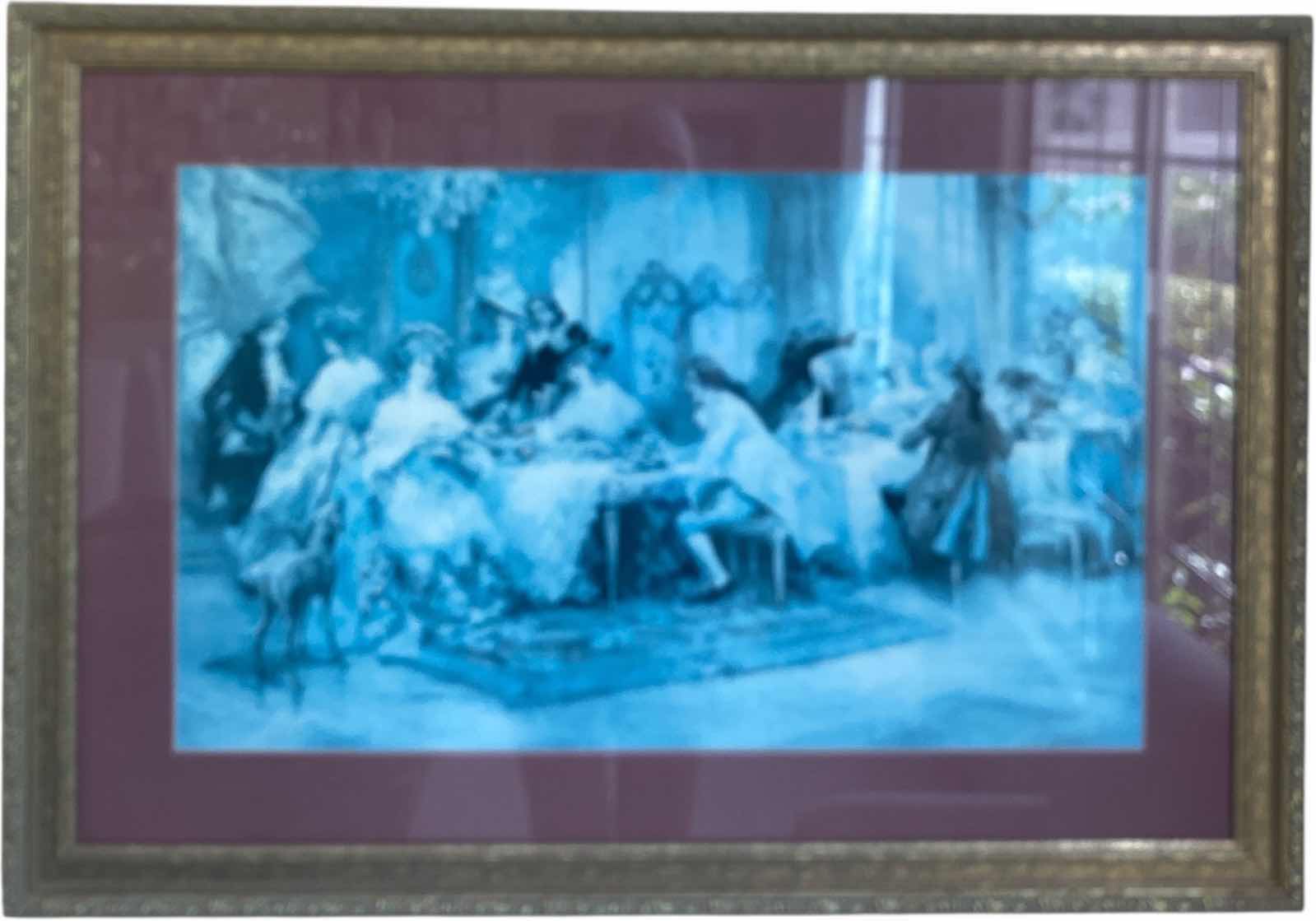 Photo 1 of ORNATE GOLD WOOD FRAMED HIGH SOCIETY PRINT BY VINCENT V. De PAREDES ARTWORK 39” x 27”