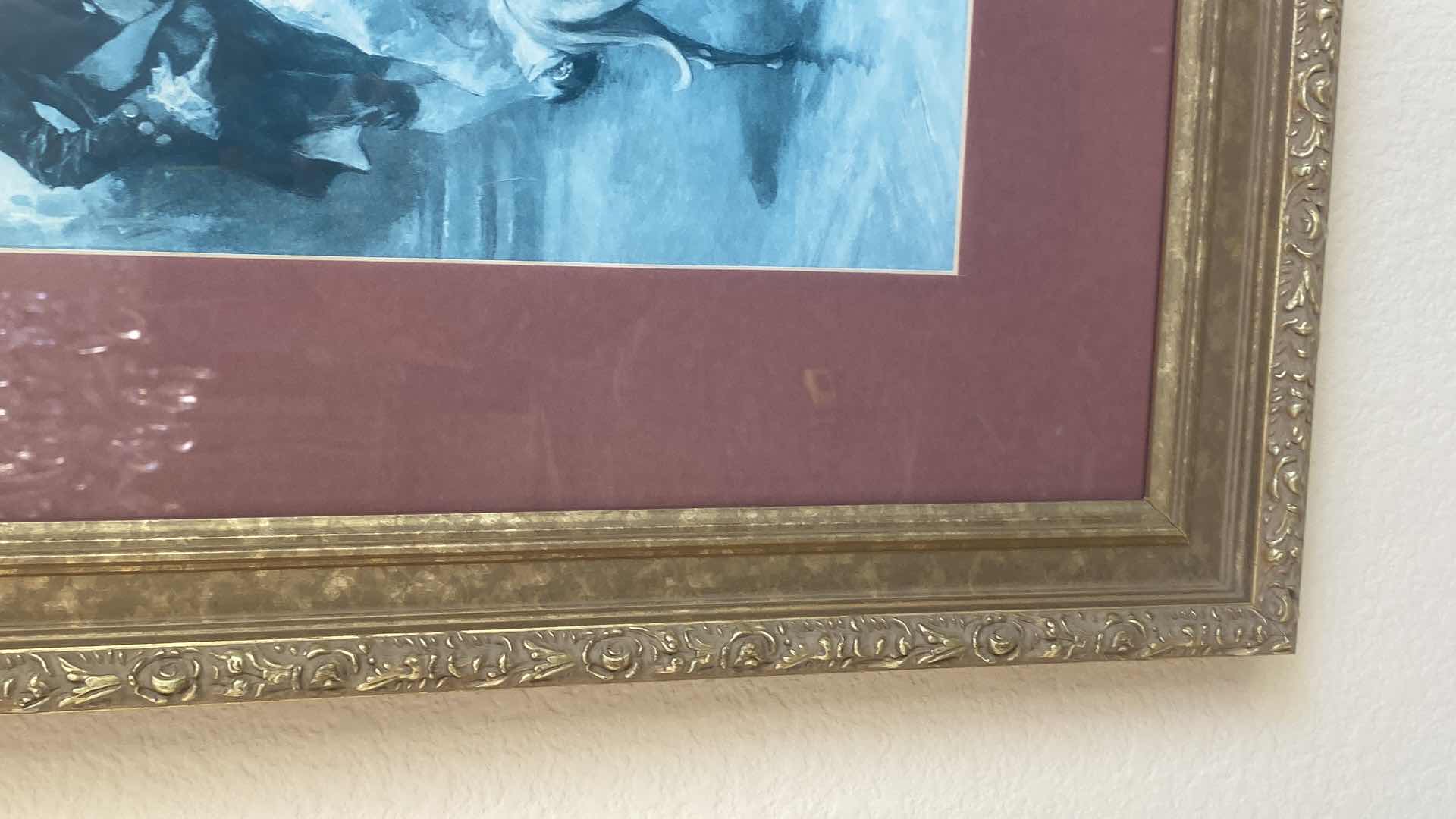 Photo 1 of ORNATE GOLD WOOD FRAMED HIGH SOCIETY PRINT BY VINCENT V. De PAREDES ARTWORK 39” x 27”