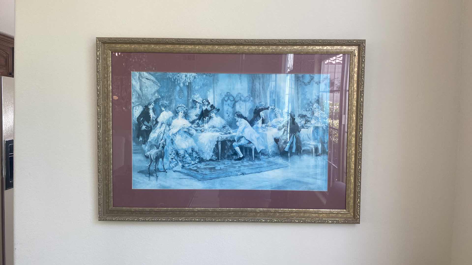 Photo 1 of ORNATE GOLD WOOD FRAMED HIGH SOCIETY PRINT BY VINCENT V. De PAREDES ARTWORK 39” x 27”